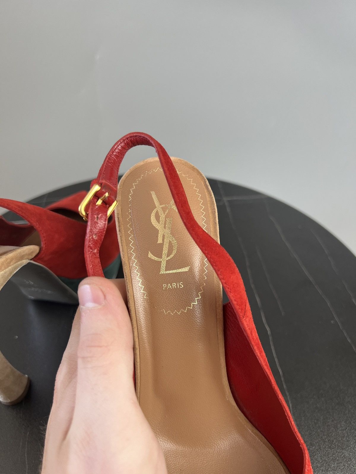 Yves Saint Laurent Yves Saint Laurent Rive Gauche Suede Platform Pumps (Y0498) Size US 8 / IT 38 - 9 Thumbnail