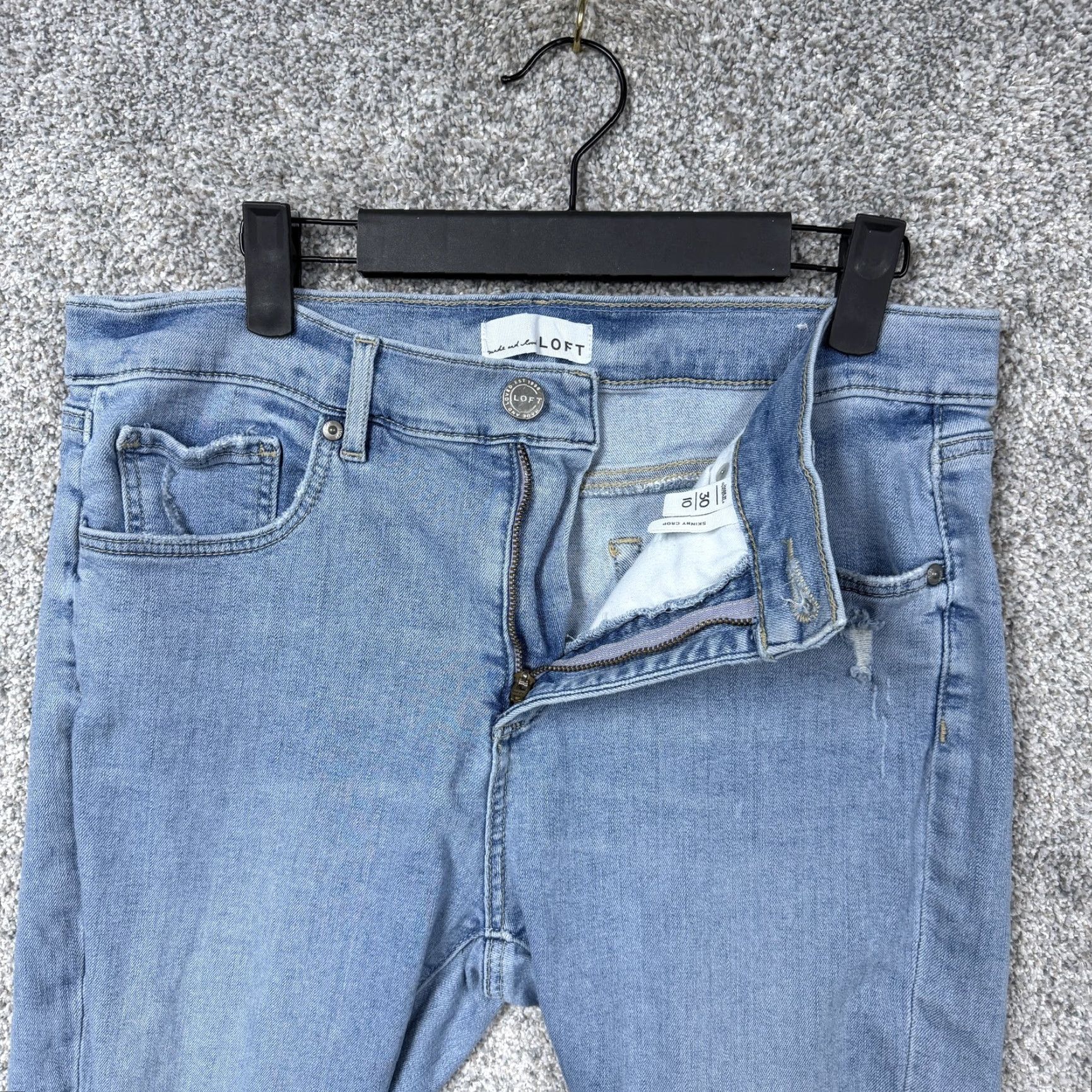 Loft VINTAGE Loft Skinny Crop Jeans Womens 10/30 32x25 Blue Light Wash Raw Hem Stretch Denim Size 32" / US 10 / IT 46 - 6 Thumbnail
