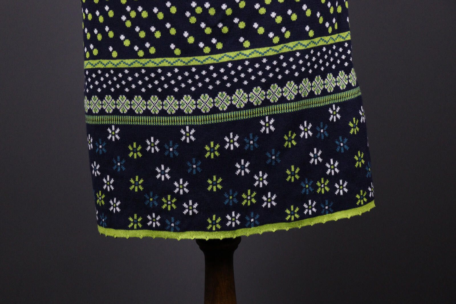Designer Deerberg by Oska Colorful Green Floral Knit Dress Size L Size L / US 10 / IT 46 - 8 Thumbnail