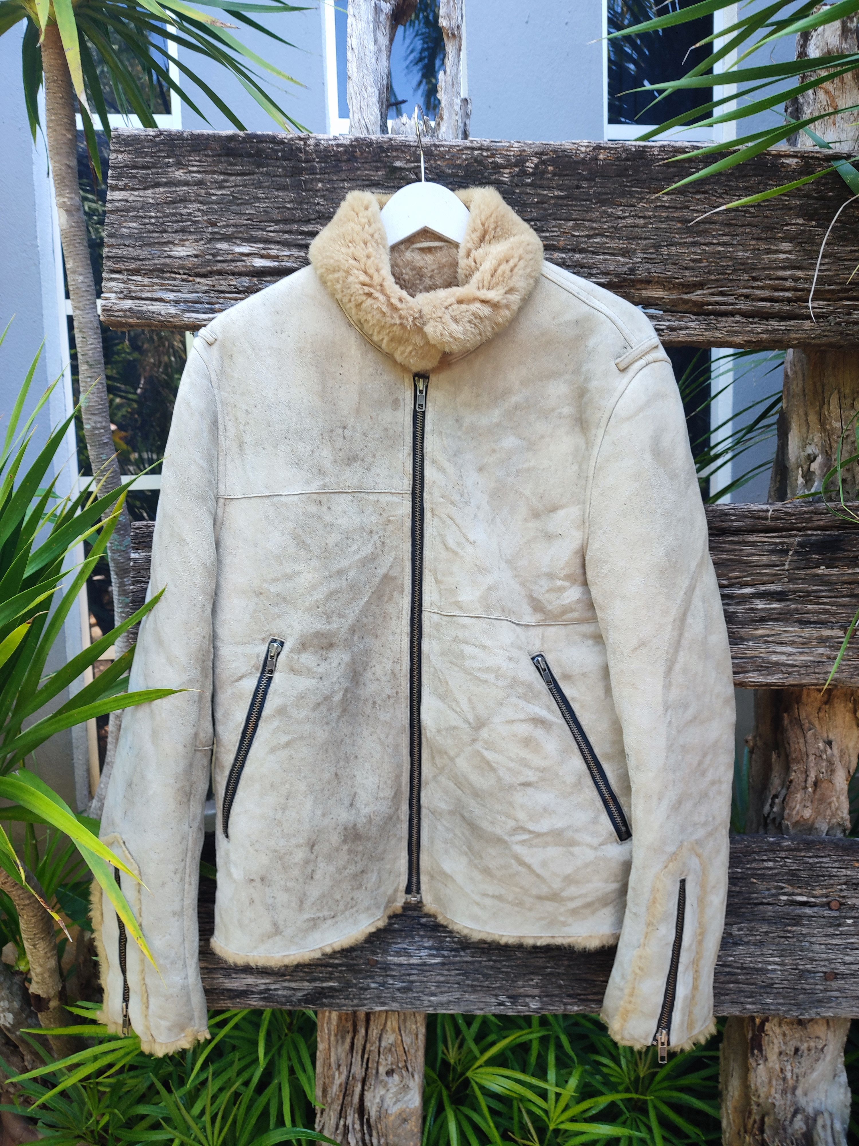 Vintage 90s Eddie Bauer Shearling Sherpa Lambskin Button hotsell Suede Coat Jacket 40