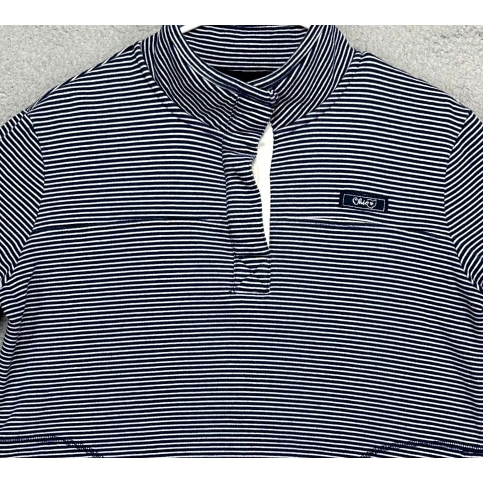 Vintage State Of Mind Womens Medium Blue Stripe Organic Cotton Blend Pullover Sweatshirt Mock Neck Pullover Sweatshirt Size M / US 6-8 / IT 42-44 - 2 Thumbnail