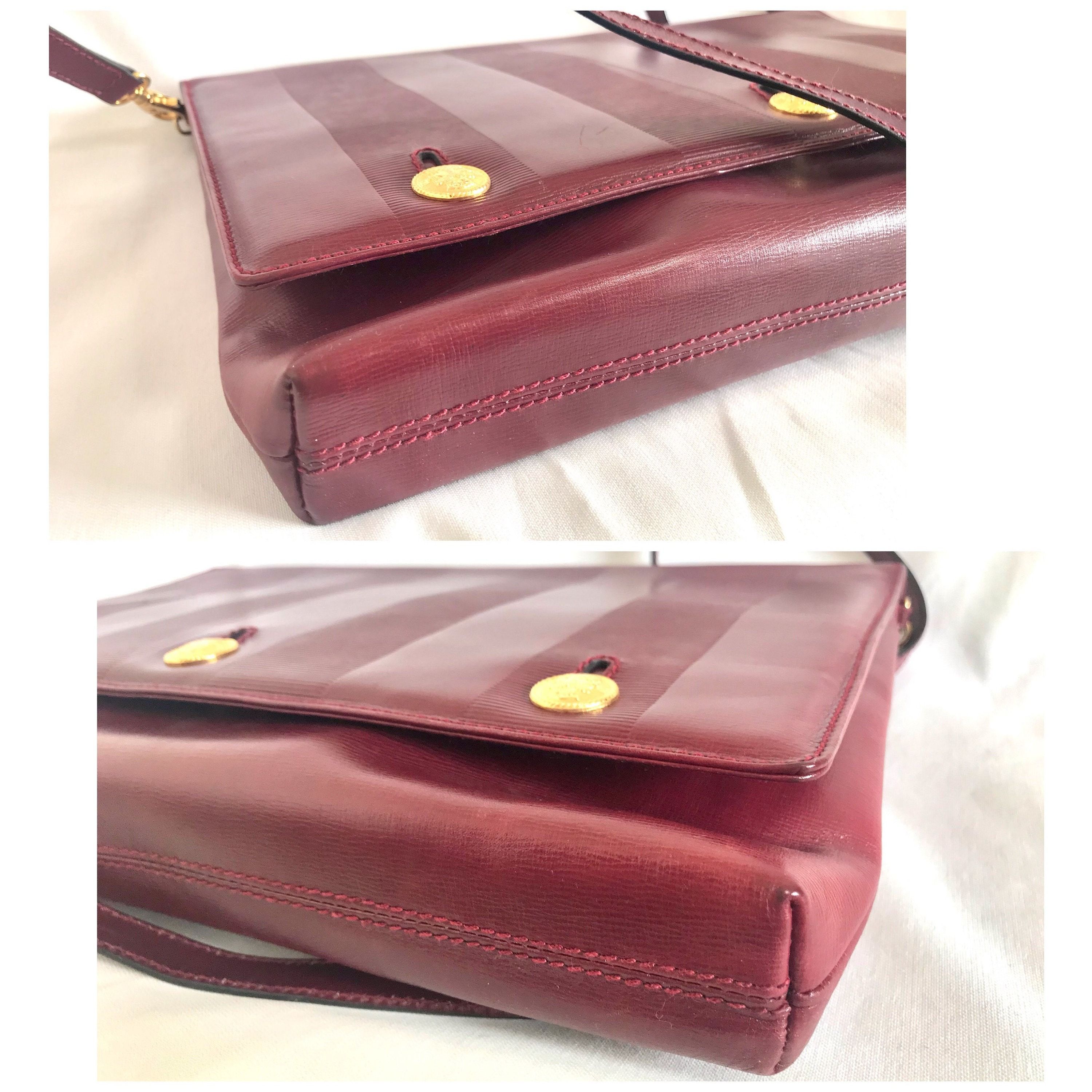 Fendi Vintage FENDI wine leather shoulder bag, large clutch purse Size ONE SIZE - 6 Thumbnail