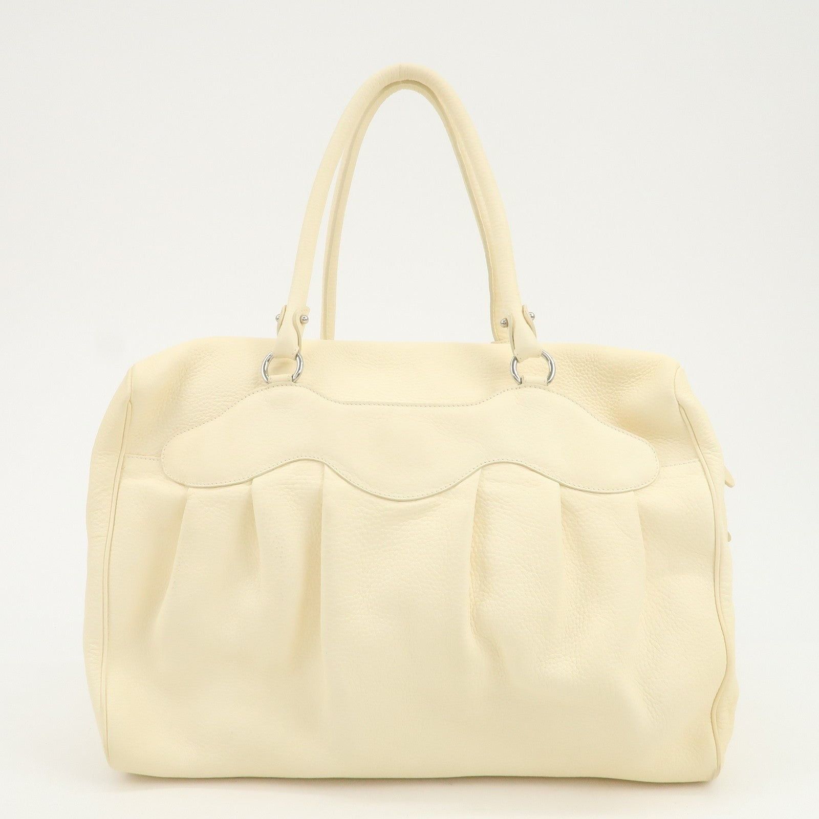Salvatore Ferragamo Ferragamo Gancini Leather Shoulder Bag Cream Size ONE SIZE - 2 Thumbnail