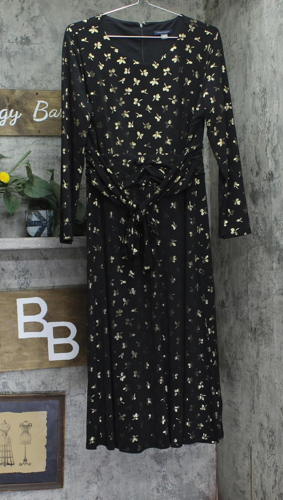 Tommy Hilfiger Nwt Tommy Hilfiger Sleeve Fit Flare Dress Black / Gold 16 Size XXL / US 16-18 / IT 52-54 - 1 Thumbnail