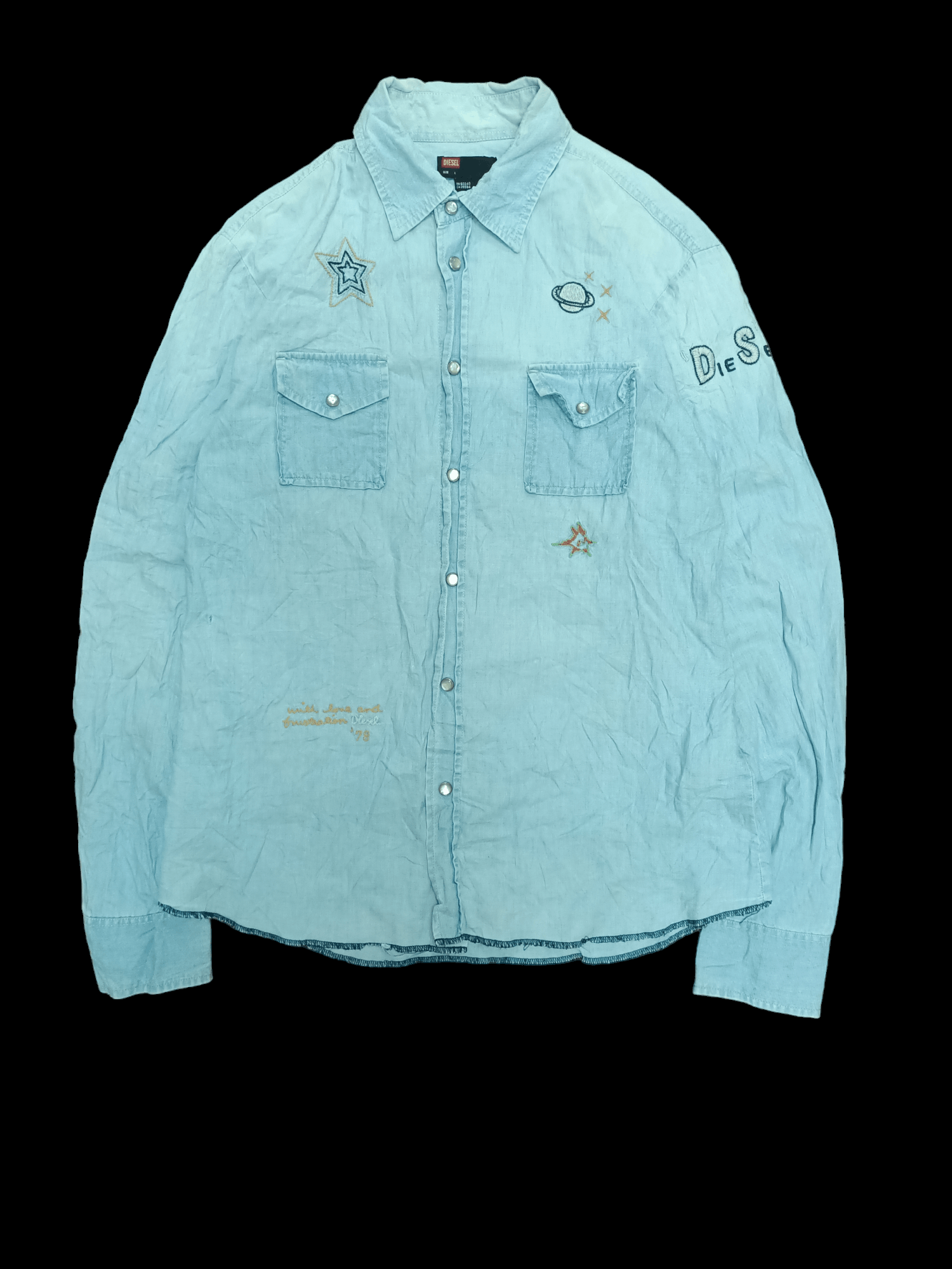 Designer × Diesel × Vintage DEISEL CHAMBRAY x BUTTON UP x VINTAGE Size US L / EU 52-54 / 3 - 1 Thumbnail