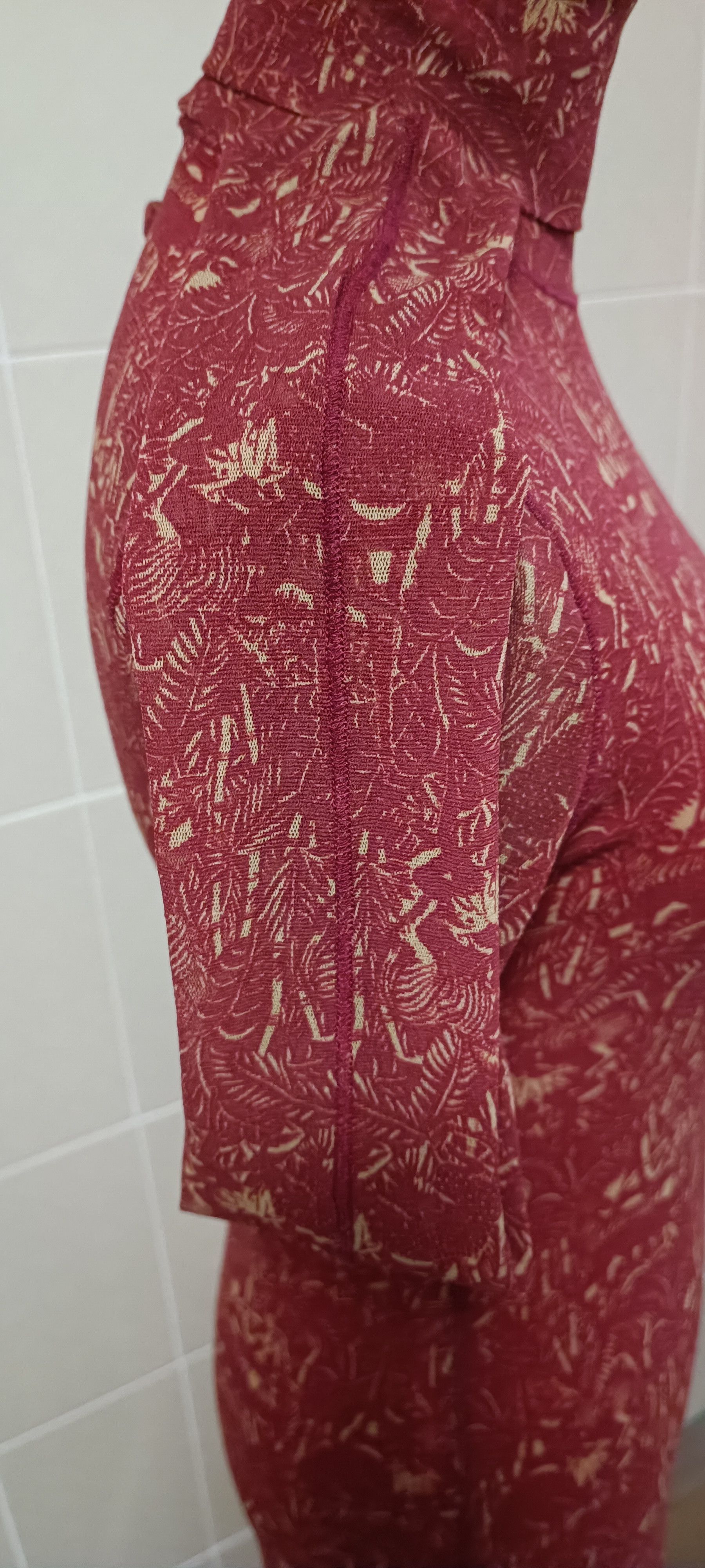Jean Paul Gaultier Maroon maxi dress with figures in cream tones. Size M / US 6-8 / IT 42-44 - 11 Thumbnail
