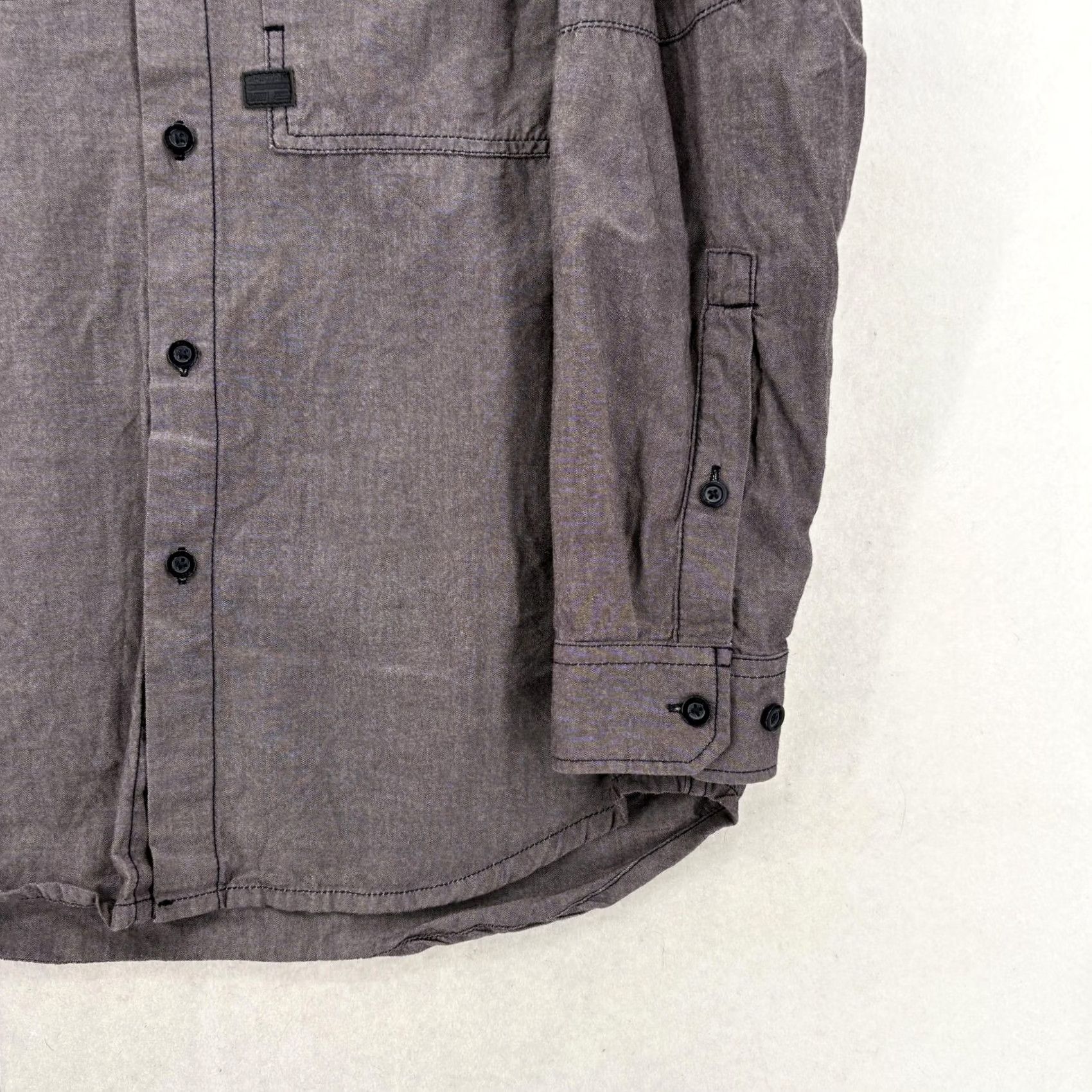 Vintage G-Star RAW Shirt Mens M Gray Solid Button Up Long Sleeve Casual 90s Grunge Cotton Leather Pockets Carded Vintage No Size US M / EU 48-50 / 2 - 3 Thumbnail