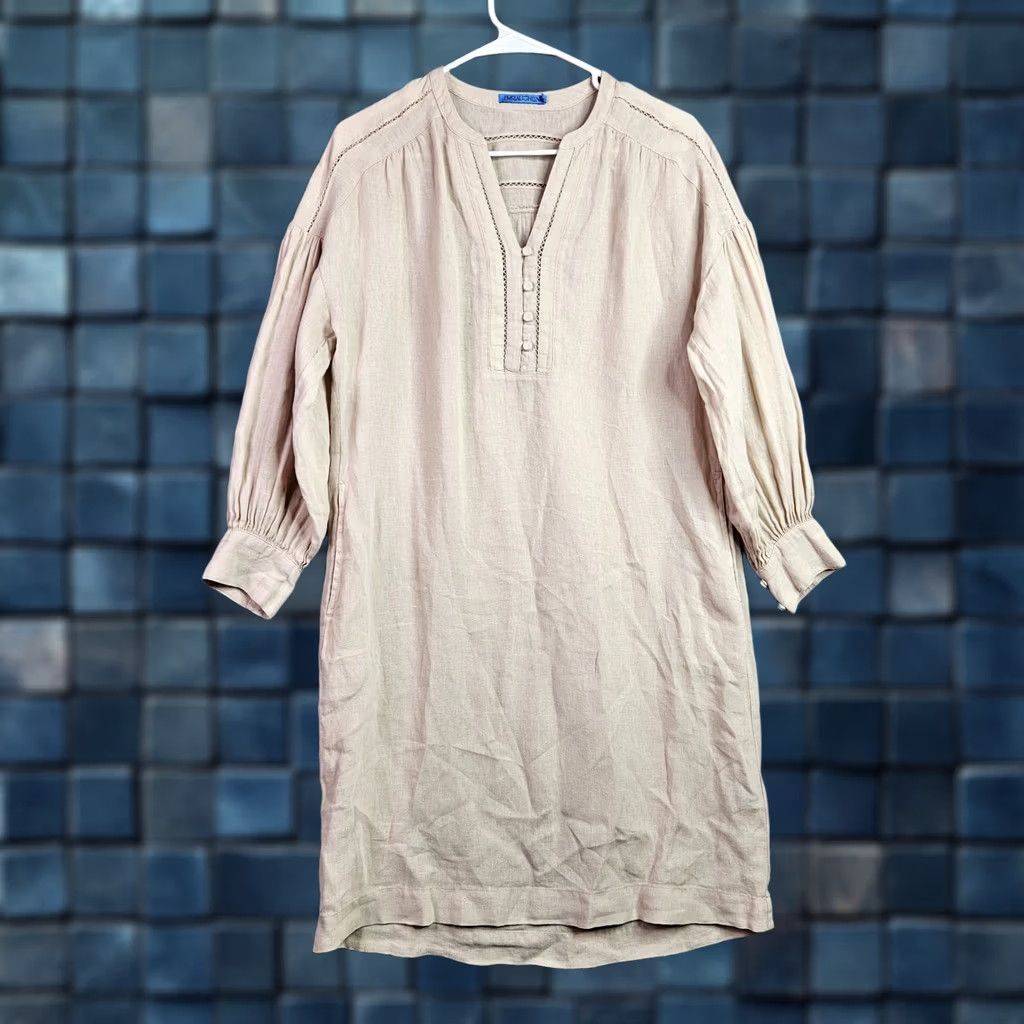 J.McLaughlin J. McLaughlin Nylee Dress Women’s Small Beige Linen Tunic 3/4 Sleeve Casual Size S / US 4 / IT 40 - 1 Thumbnail