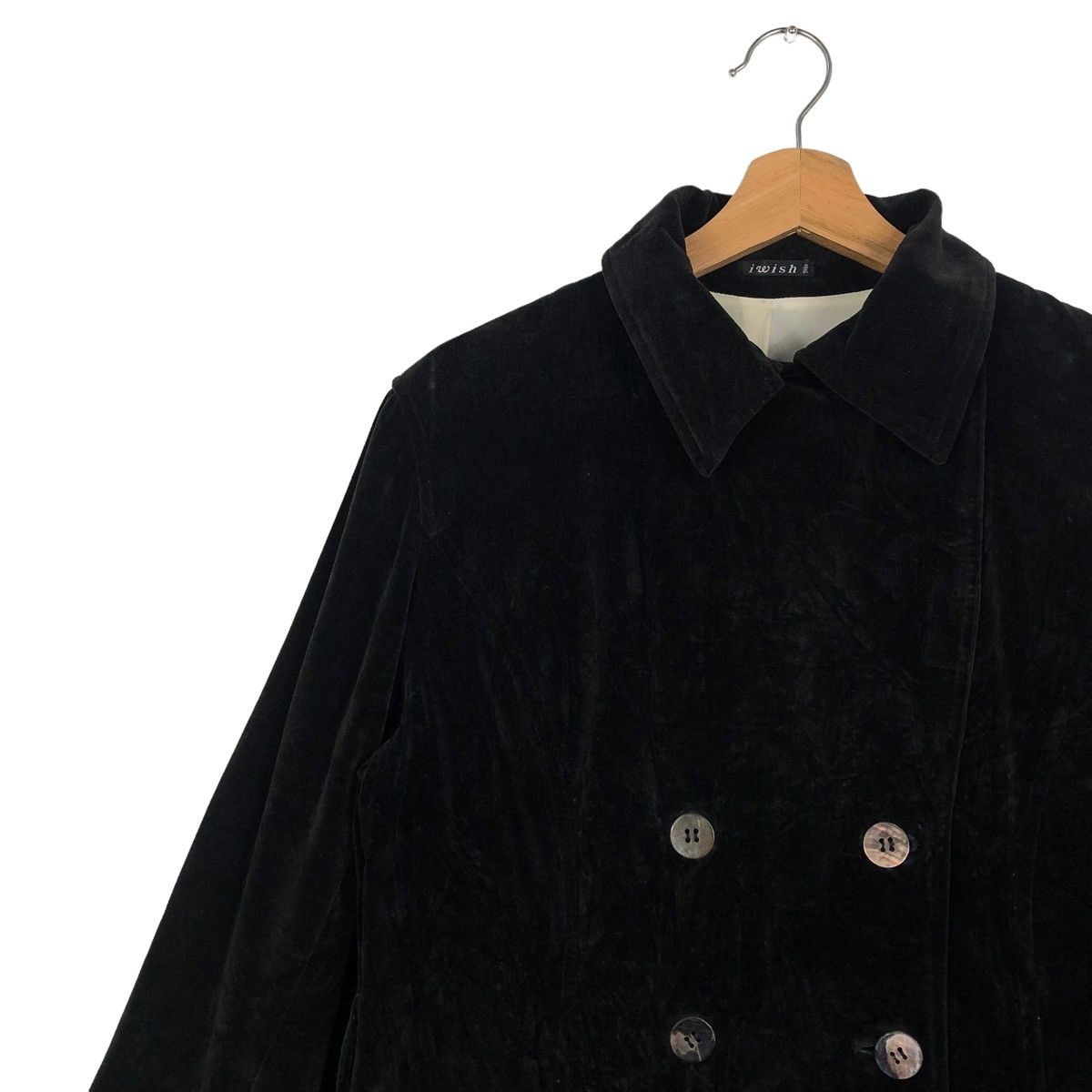 Yohji Yamamoto 🔥Rich Black - Velvet Fly Coats Long Jacket I Wish Y’s Bis Size M / US 6-8 / IT 42-44 - 7 Thumbnail