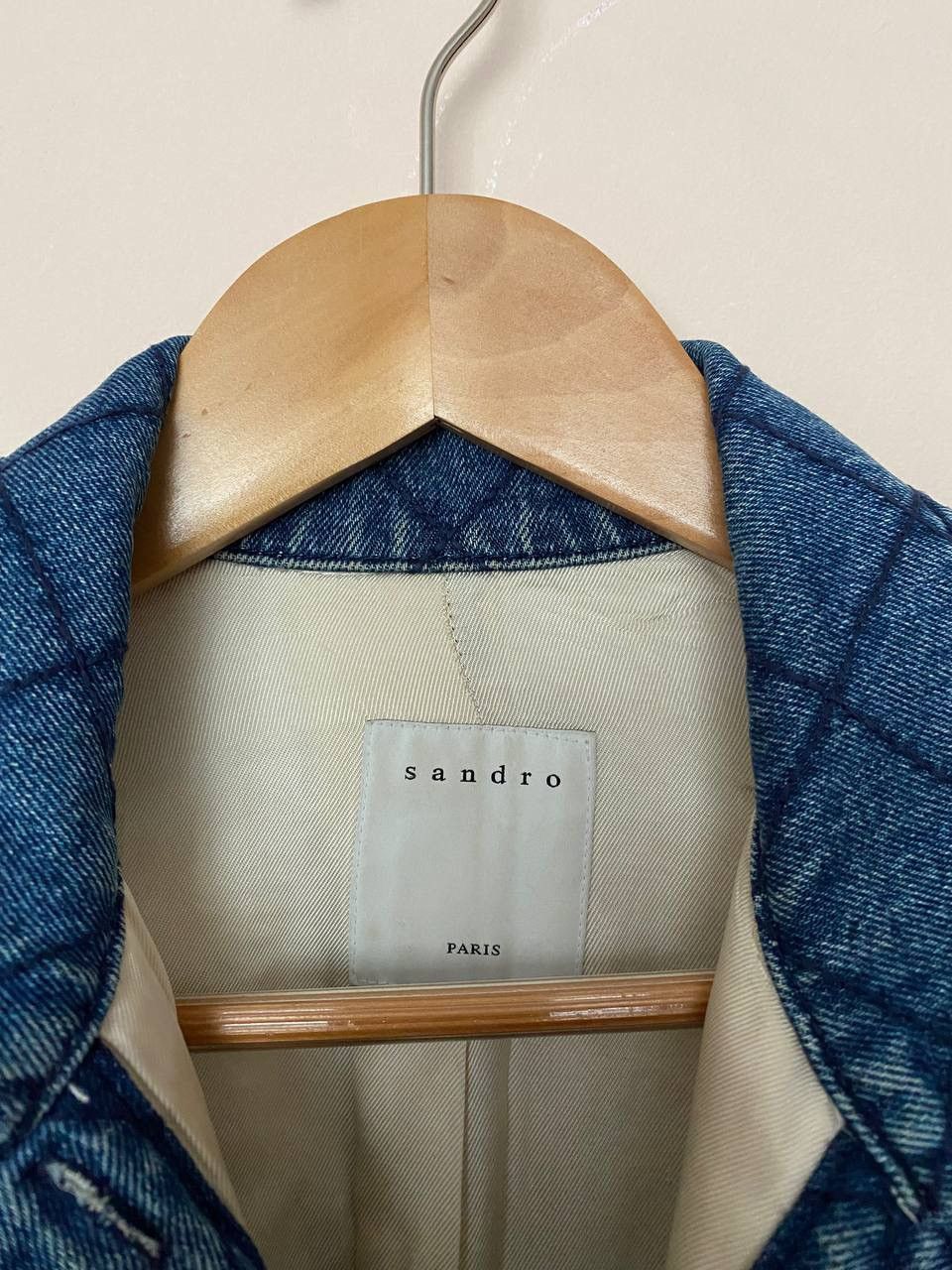 Designer × Sandro 💎 Sandro Paris Tweed Denim Trim Jacket, Excellent Condition Size M / US 6-8 / IT 42-44 - 2 Thumbnail