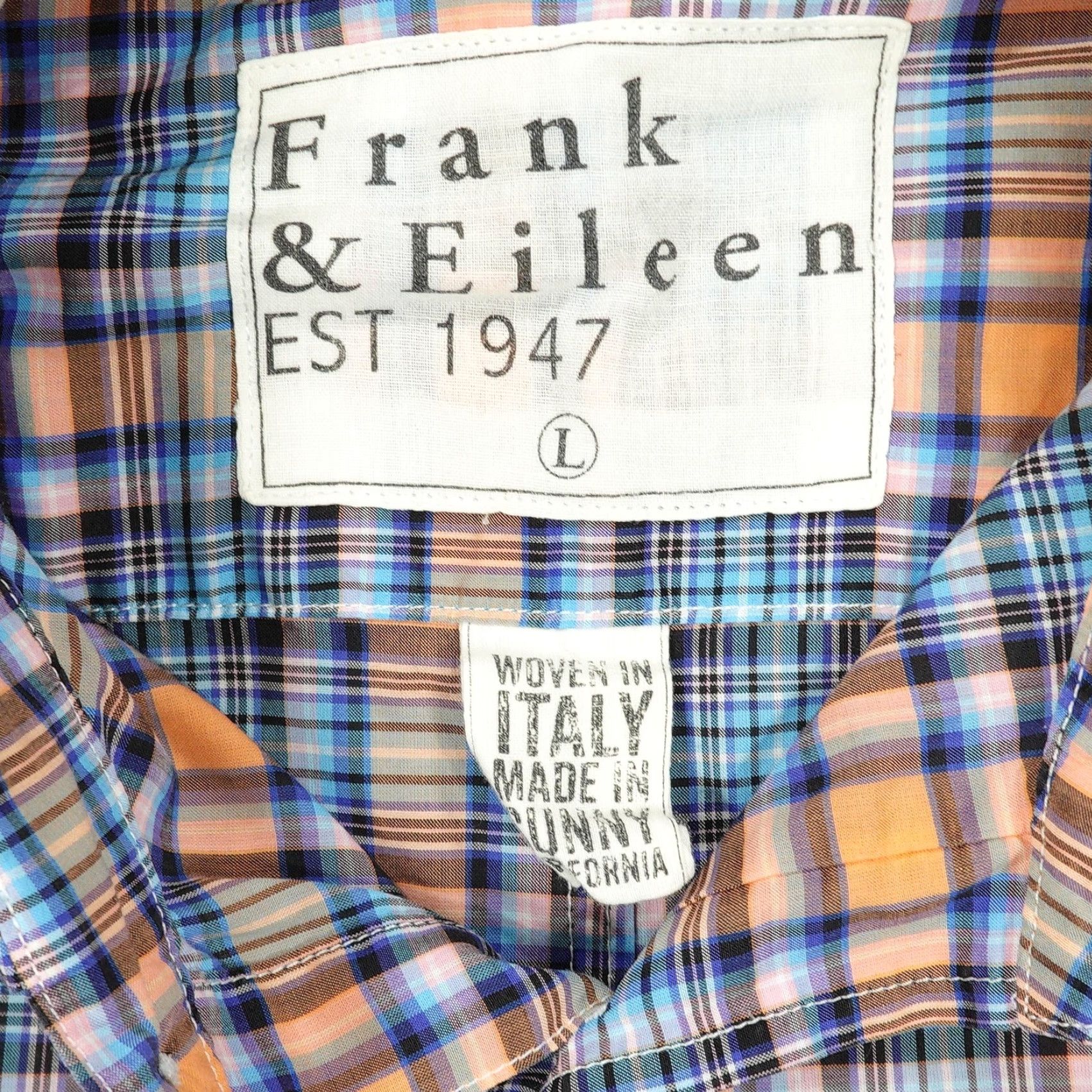 Frank & Eileen Frank & Eileen Shirt Mens Large Orange Blue Plaid Button-Down Paul Made in USA Size US L / EU 52-54 / 3 - 4 Thumbnail