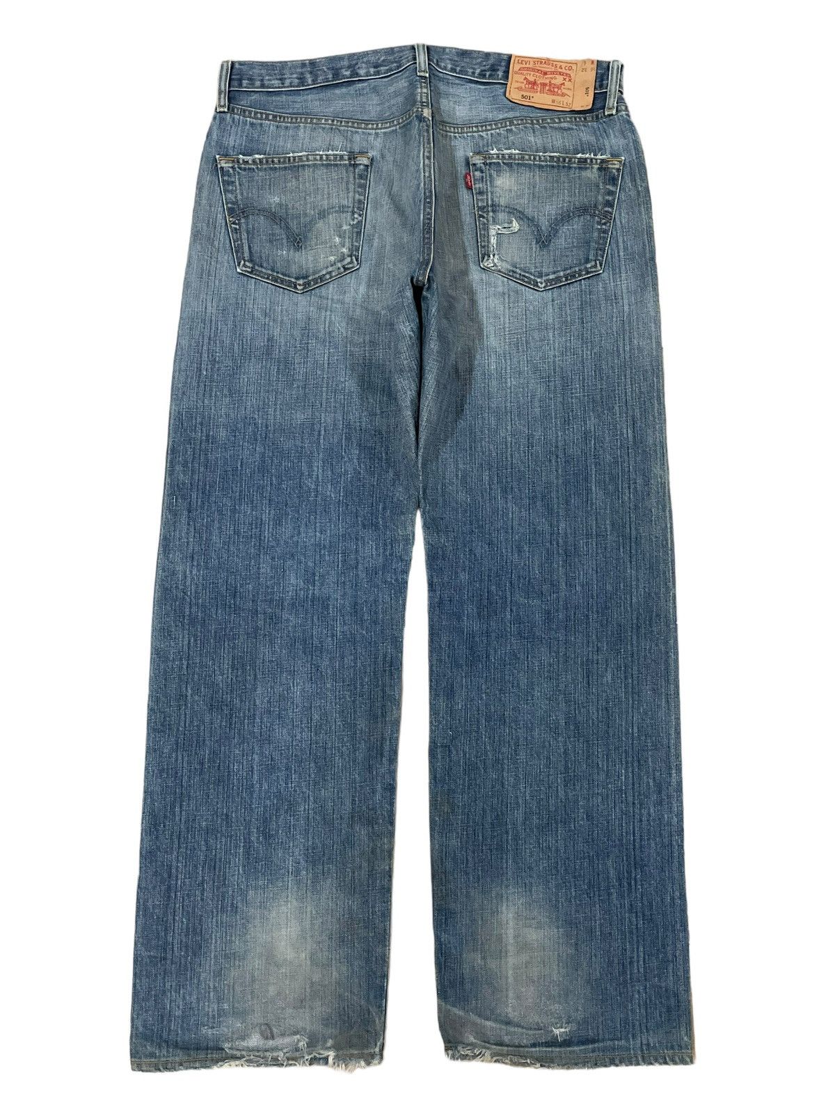 Levi's Vintage Clothing Vintage 90s Levi’s 501 Ripped Fade Wash Straight Loose Jeans Size US 36 / EU 52 - 6 Thumbnail