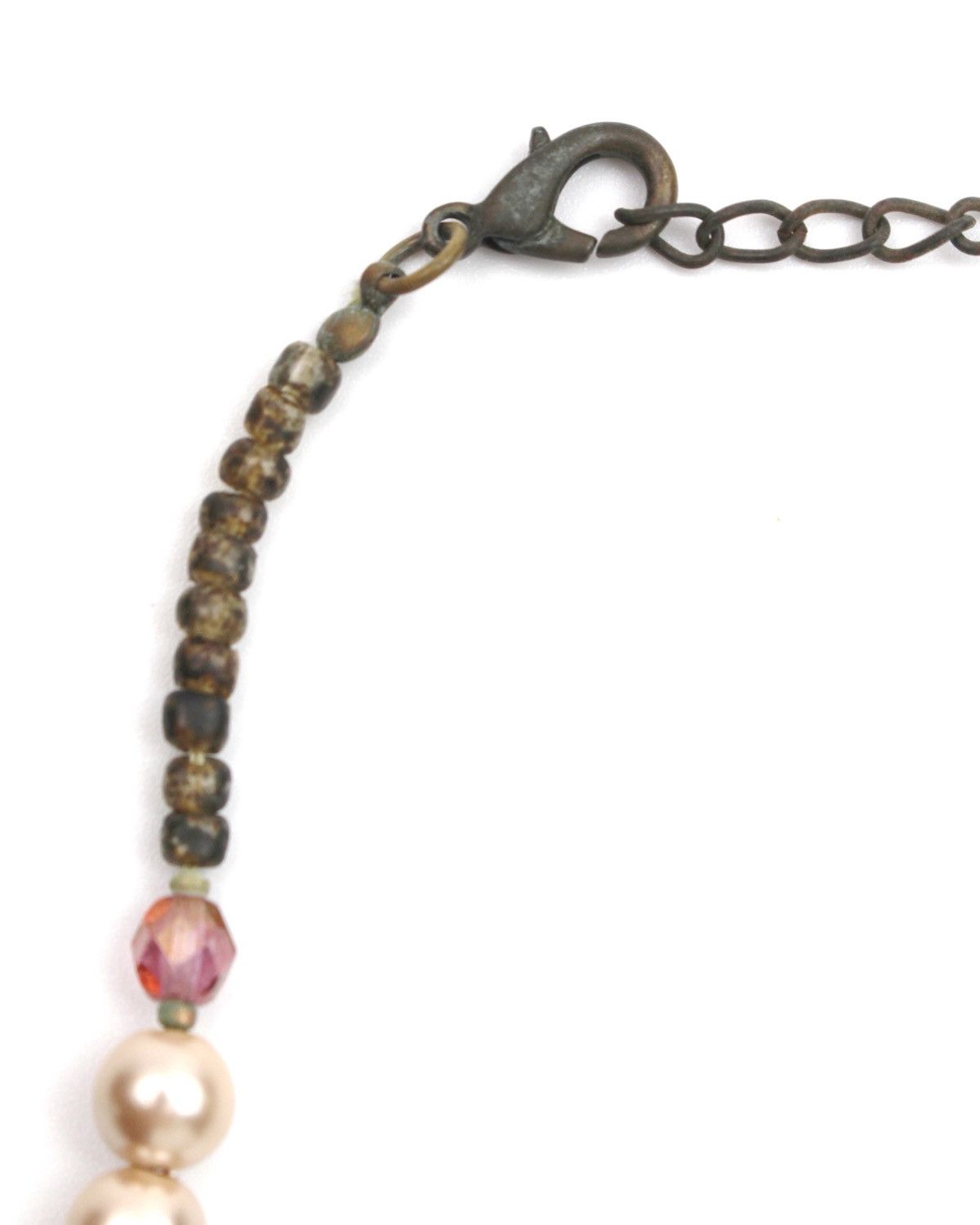 Vintage 2000 JAPANESE MADE SPECKLED STONE BEADS METAL CHARM NECKLACE Size ONE SIZE - 4 Thumbnail