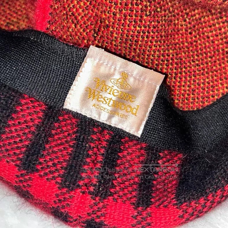 Vivienne Westwood Vivienne Westwood Red and Black Plaid Wool Beret Size ONE SIZE - 4 Thumbnail