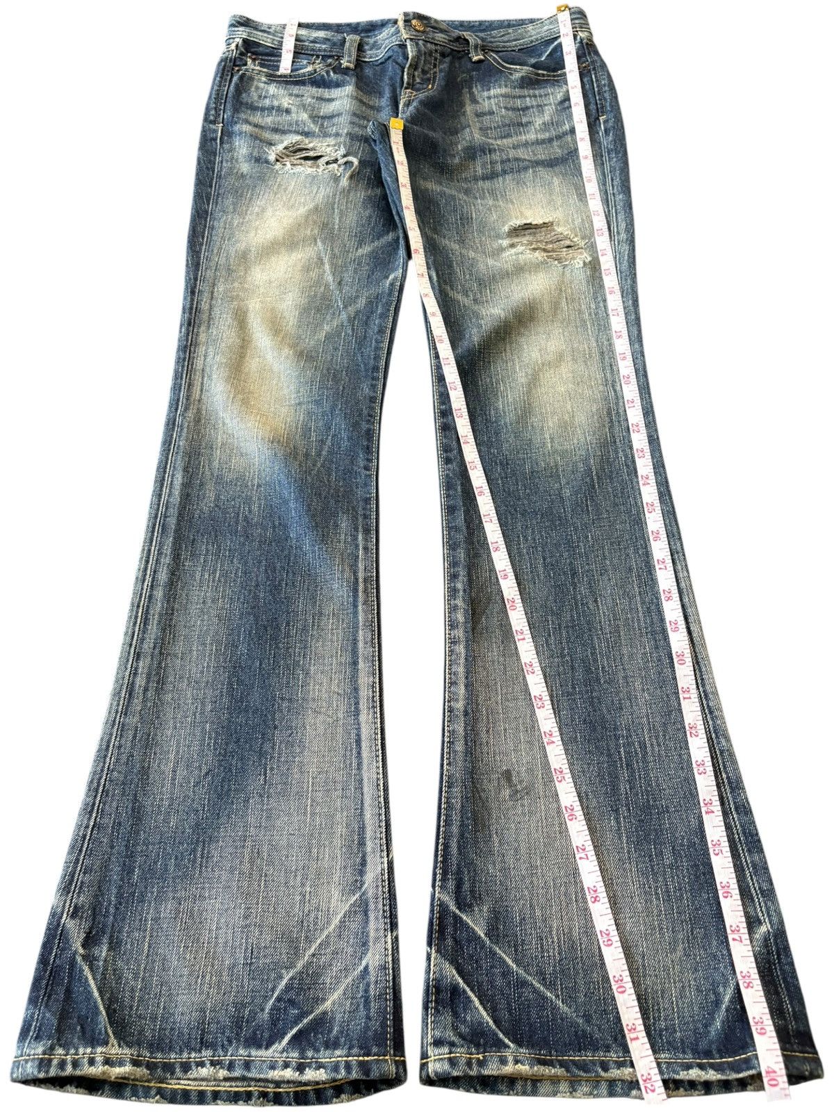 Japanese Brand Vintage Japanese Brand Mud Wash Distressed Flare Jeans Size 31" - 10 Thumbnail