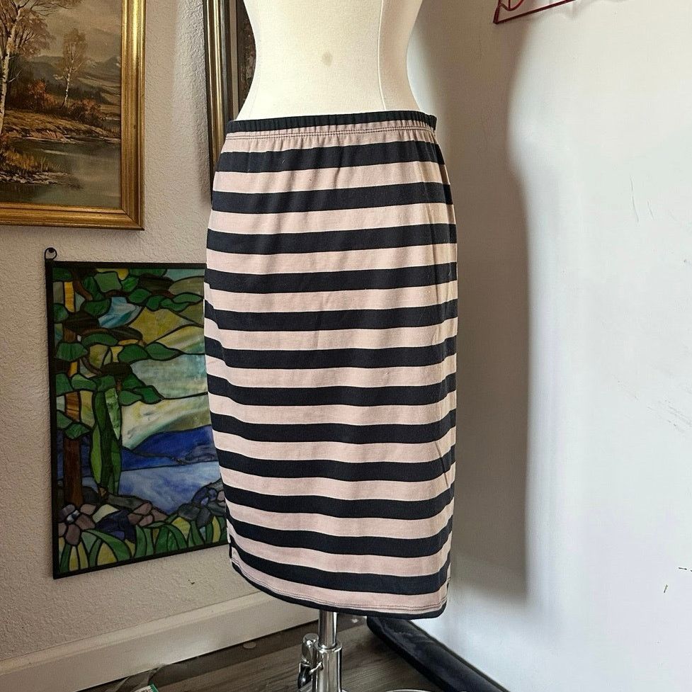 Other mauve beige black striped midi skirt Size 34" / US 12 / IT 48 - 1 Thumbnail