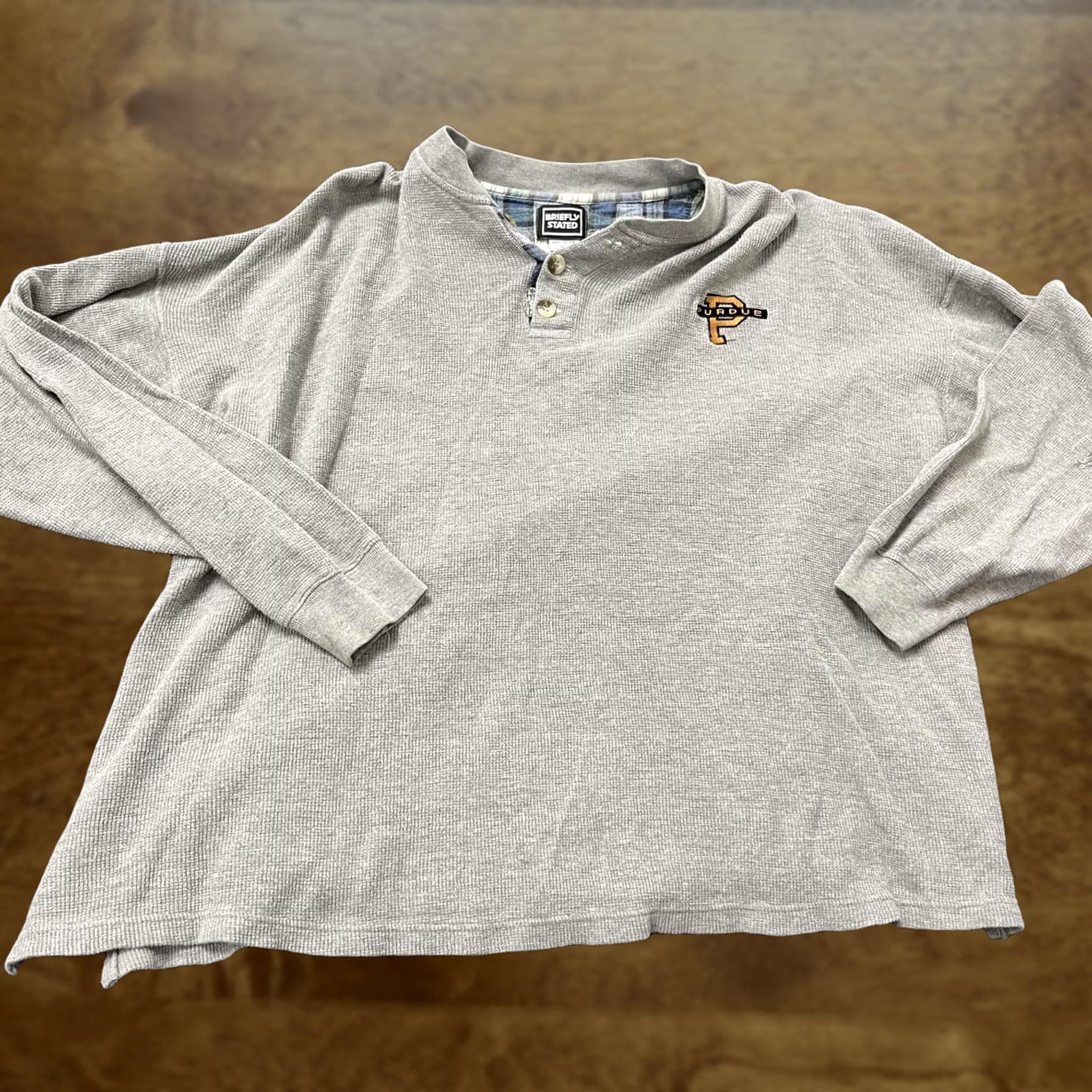 Vintage VINTAGE Purdue Henley Shirt Mens XL Gray Thermal Waffle Knit Long Sleeve Cotton Size US XL / EU 56 / 4 - 1 Thumbnail