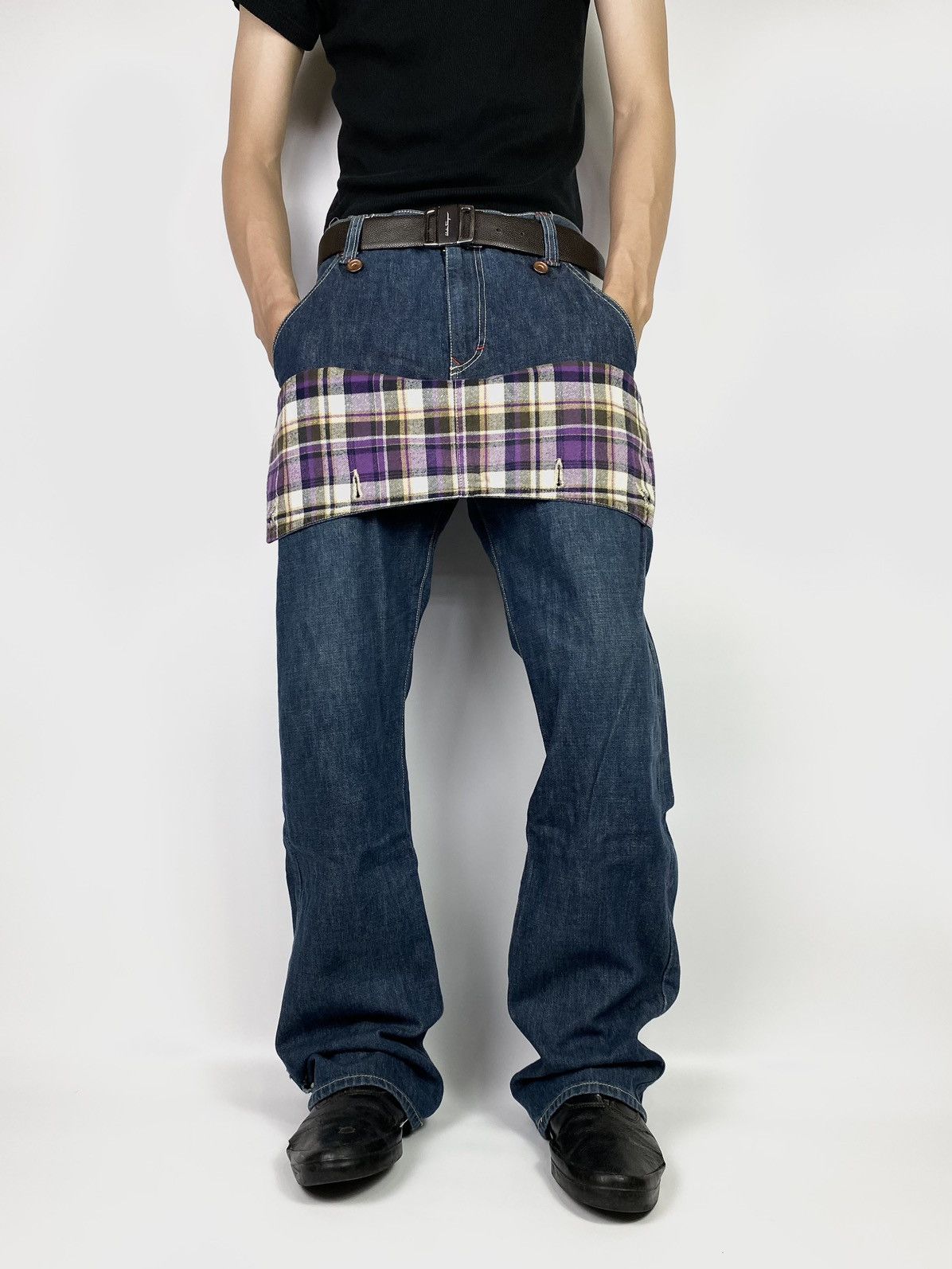 Hysteric Glamour × If Six Was Nine × Japanese Brand Concave attempt jeans tartan double layers pant 32x31 Size US 33 - 3 Thumbnail