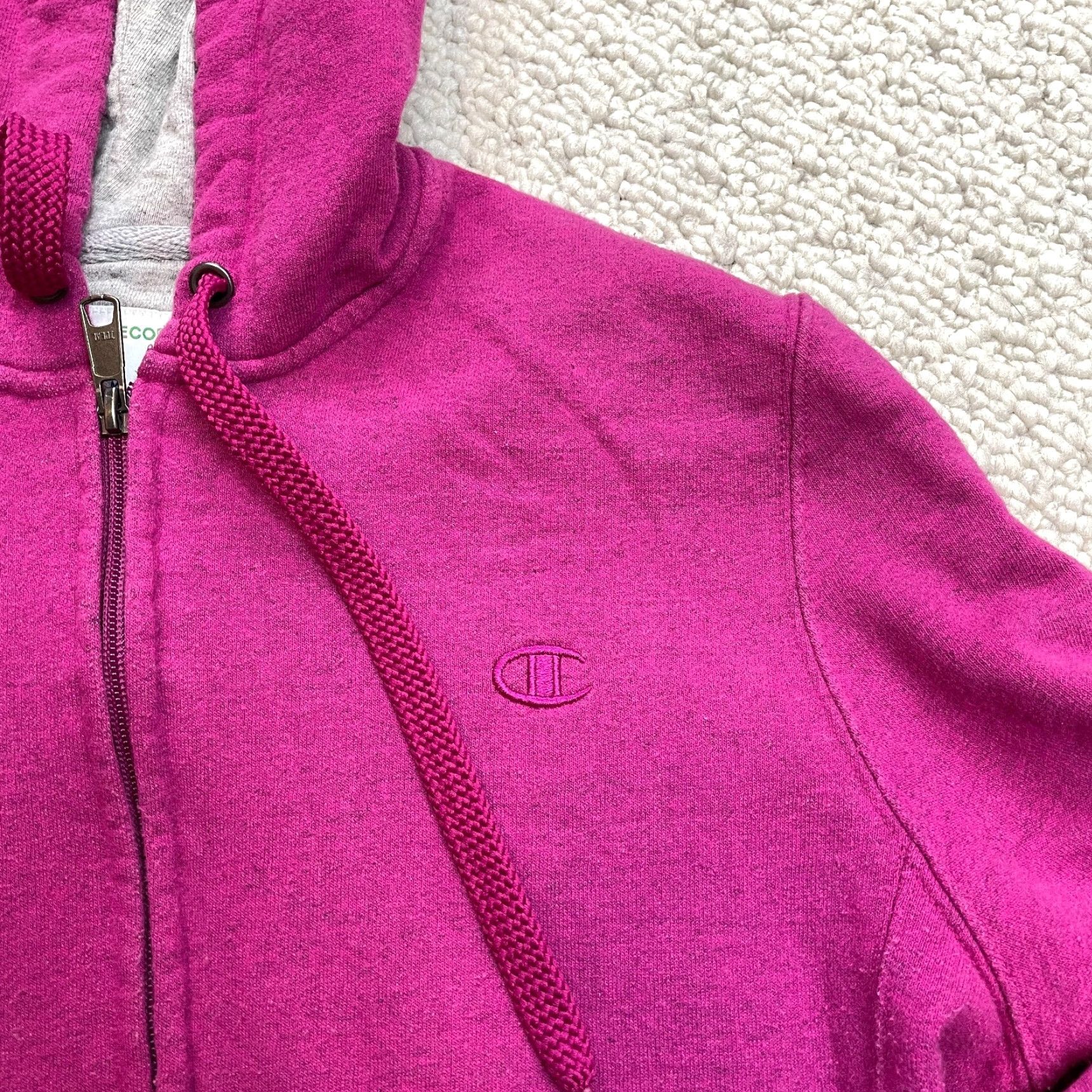 Champion VINTAGE Champion Hoodie Sweatshirt Womens Medium Purple Full Zip Eco Pockets Soft Logo Size M / US 6-8 / IT 42-44 - 3 Thumbnail