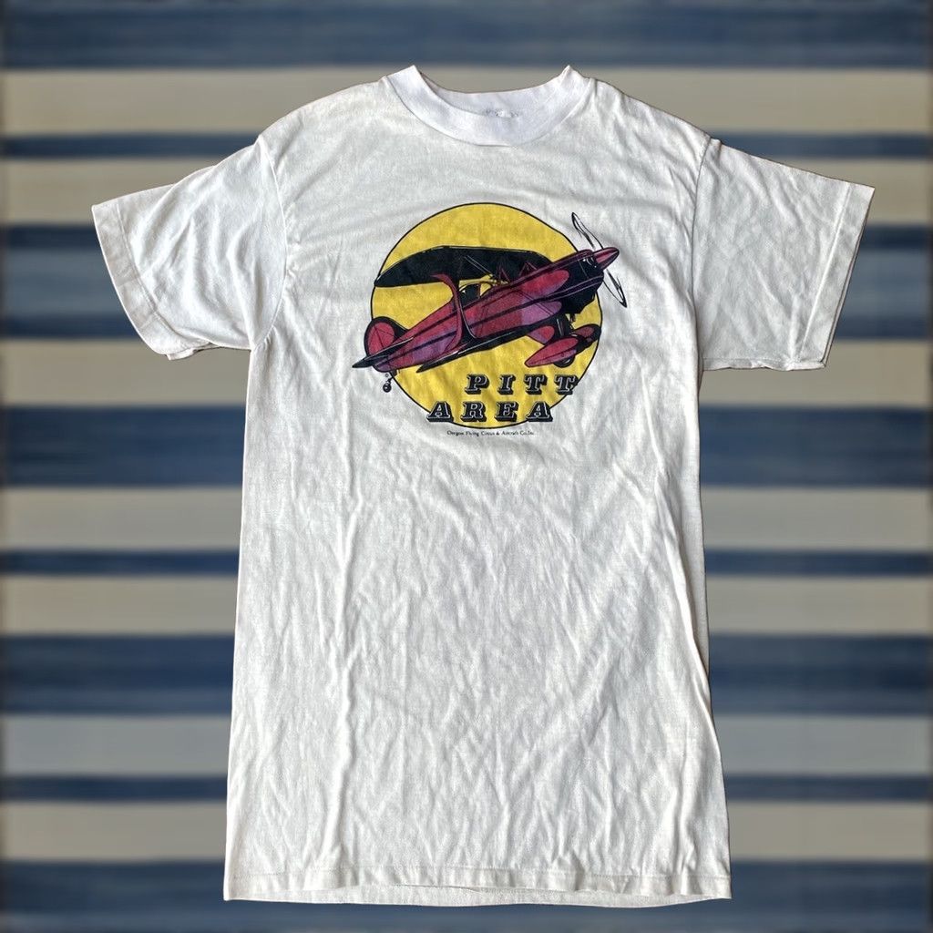 Area VINTAGE Boeing Stearman Pitt Area Oregon Circus T-Shirt XL Beige Cotton Logo Men Crew Neck Short Sleeve 80s 90s Size US XL / EU 56 / 4 - 1 Thumbnail