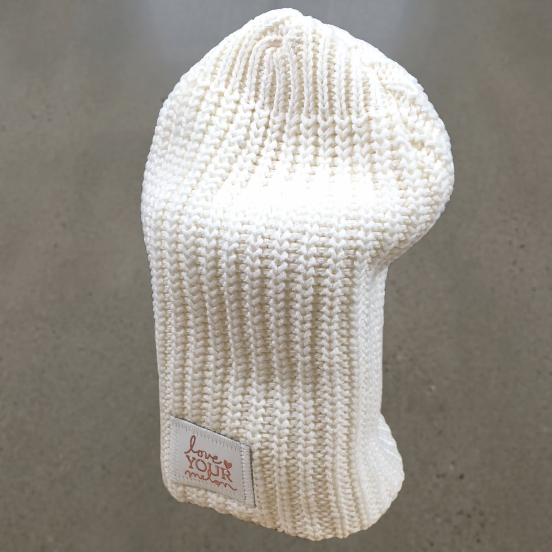 Vintage Love Your Melon Beanie Hat Womens White OS Adjustable Knitted Cotton Winter Size ONE SIZE - 1 Thumbnail