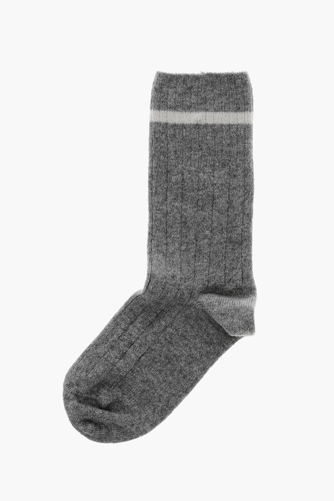 Celine og1mm0326 Size: S / Mixed Cashmere Ribbed Socks in Grey Size ONE SIZE - 3 Thumbnail