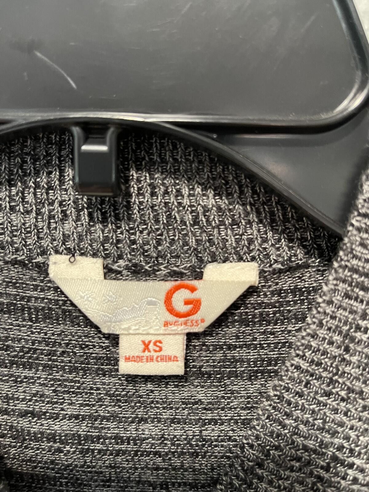 Guess Guess XS Gray Striped Long Sleeve Knit Sweater with Chest Cr Size XS / US 0-2 / IT 36-38 - 2 Thumbnail