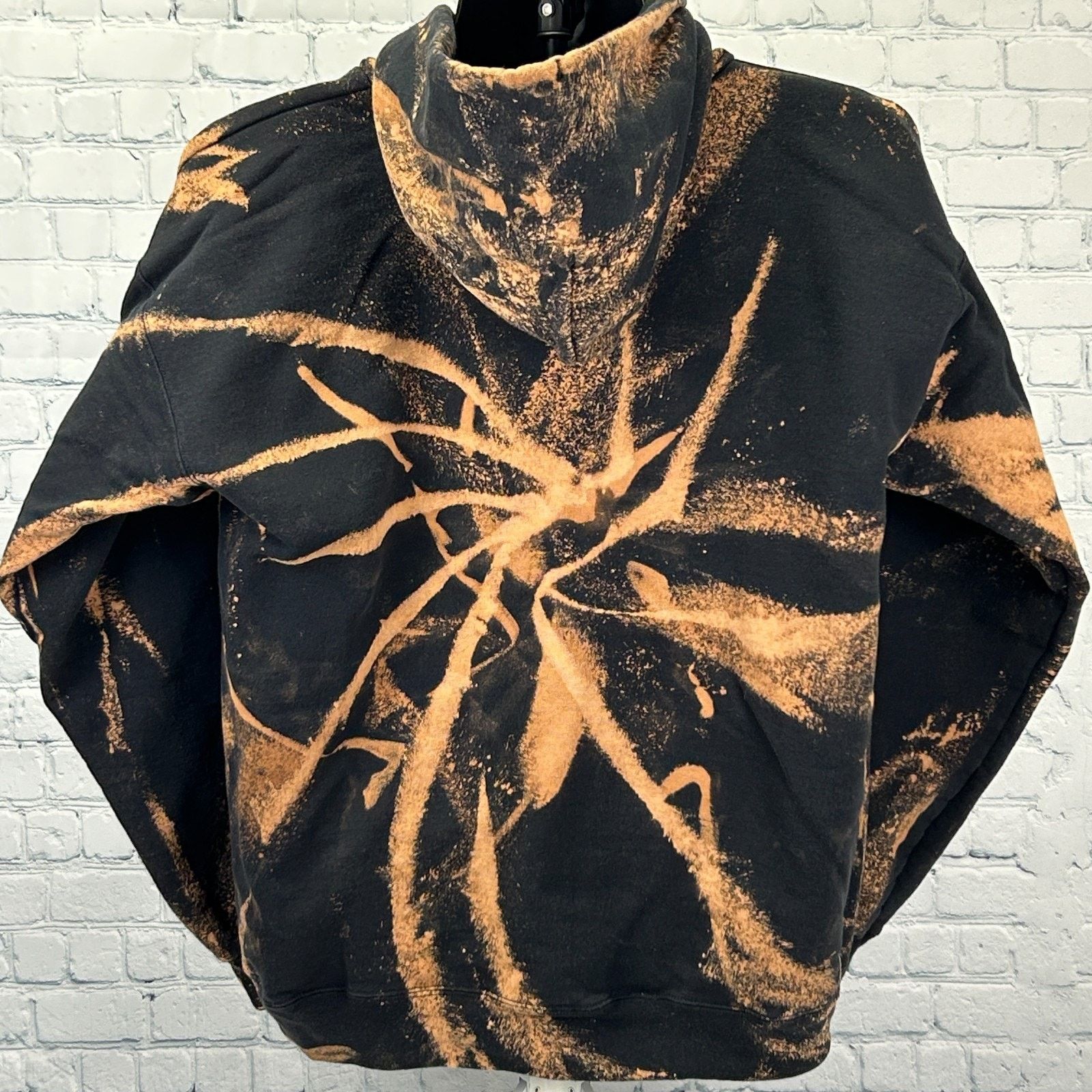 Hanes Bleach Reverse Tie Dye Hoodie Hooded Sweatshirt Black Medium Size US M / EU 48-50 / 2 - 2 Thumbnail
