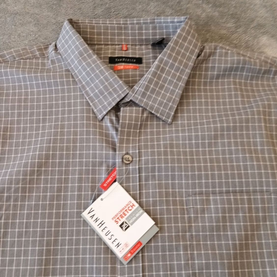 Van Heusen Van Heusen Shirt Mens 2XL Gray Check Long Sleeve Button-Up Cotton Blend Regular Size US XXL / EU 58 / 5 - 3 Thumbnail
