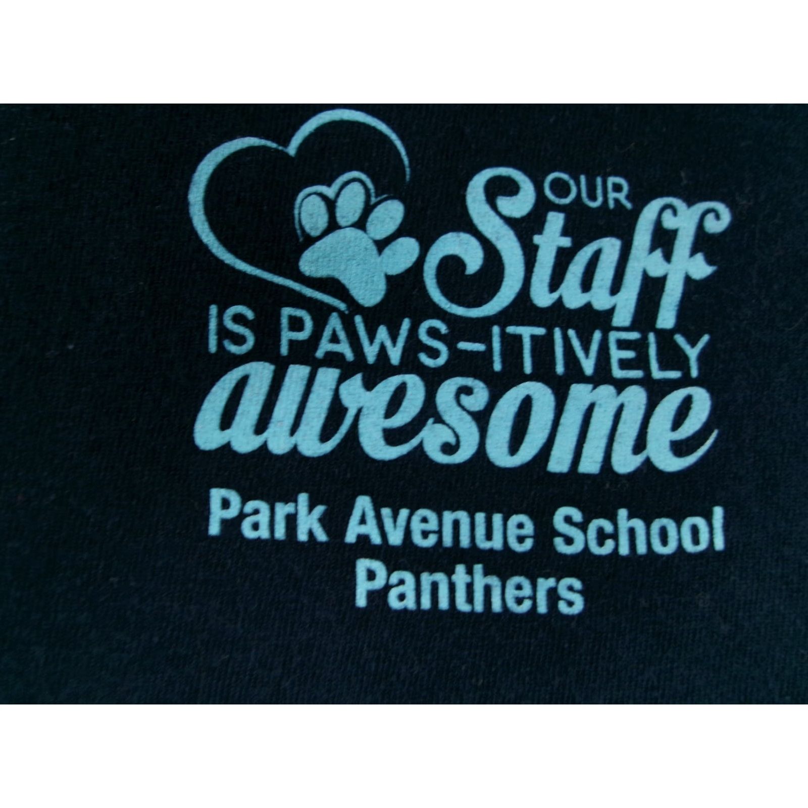 Gildan GILDAN Graphic Print School T-Shirt Men Medium Blue "Our Staff Is Paws Itively Awesome" Classic Crew Neck Short Sleeve Size US M / EU 48-50 / 2 - 4 Thumbnail