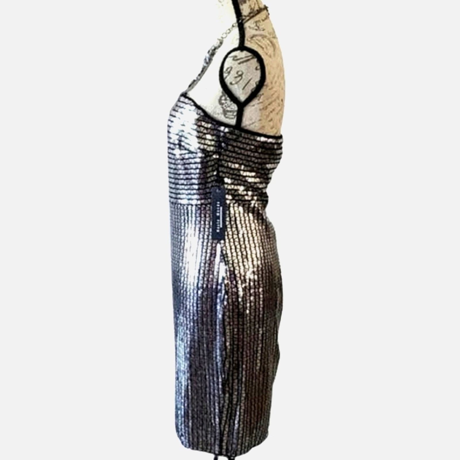 Other HAUTE MONDE ☆ SILVER ☆ METALLIC ☆ COCKTAIL DRESS ☆ Lg. ☆ NWT Size L / US 10 / IT 46 - 4 Thumbnail