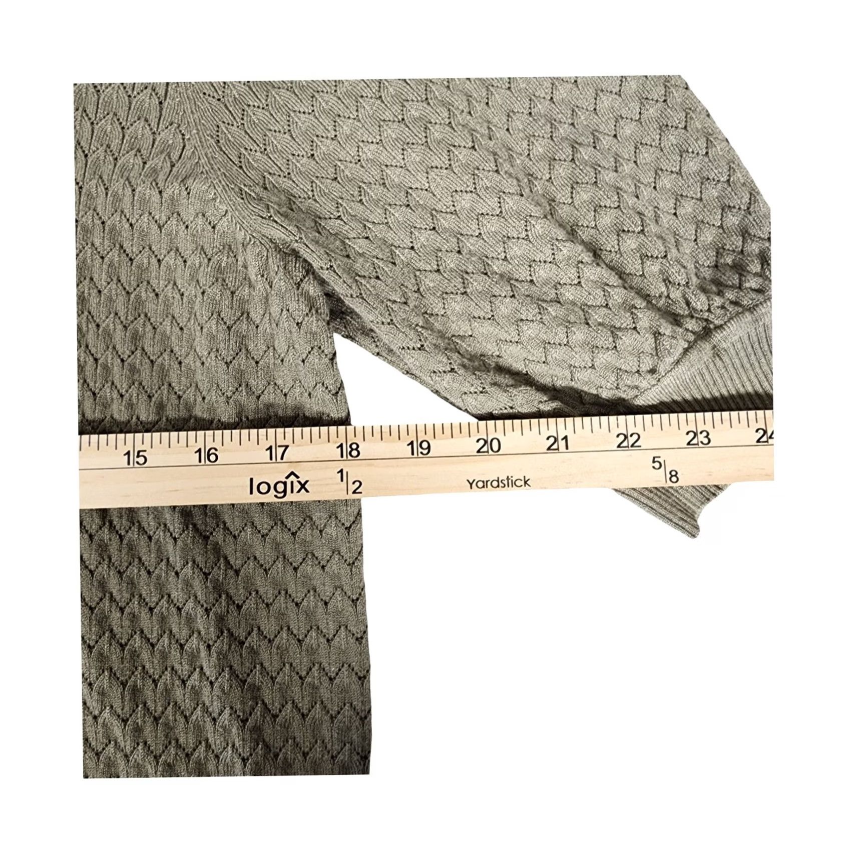 Olive Marled Reunited Clothing Olive Taupe Pointelle Puff Sleeve Sweater Womens Large Size L / US 10 / IT 46 - 6 Thumbnail