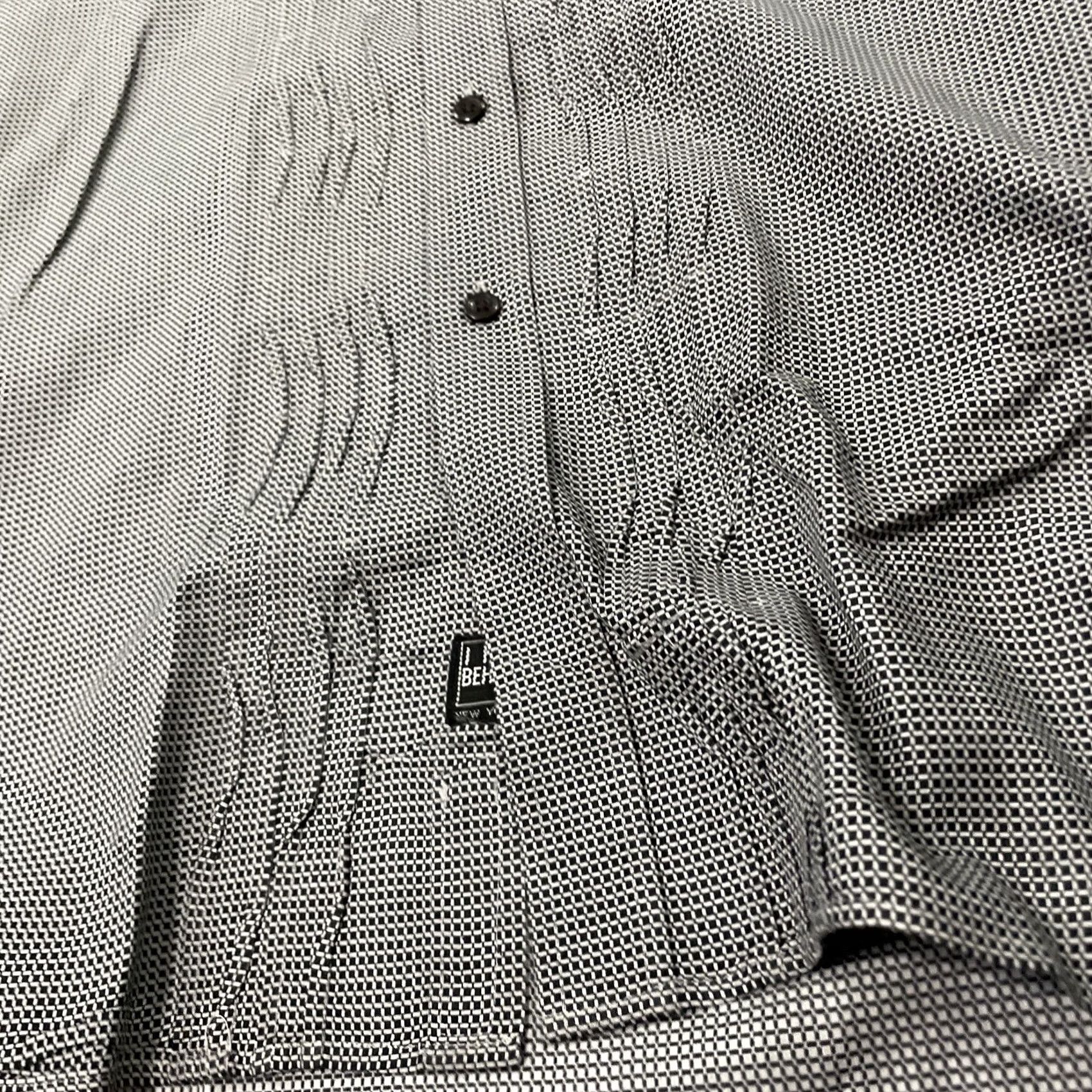 Ike Behar IKE BEHAR New York Pleated Dress Shirt Men M Guayabero Gray Black Check Plaid M Size 40R - 4 Thumbnail