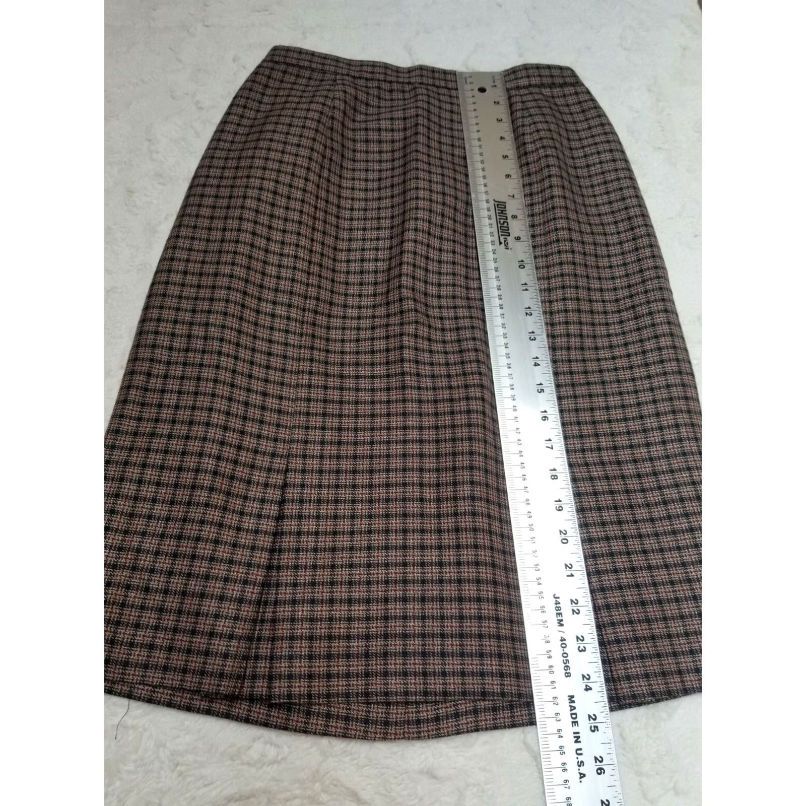 Worthington Worthington Womens Skirt Size 8P Straight Plaid Inverted Pleats Brown Black Size 30" / US 8 / IT 44 - 5 Thumbnail