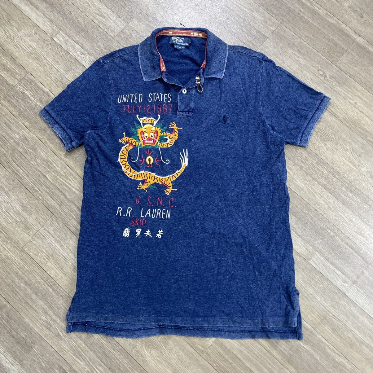 Polo Ralph Lauren Rare Polo Ralph Lauren U.S.N.C Dragon Embroidered Polo Shirt Size US XL / EU 56 / 4 - 1 Thumbnail
