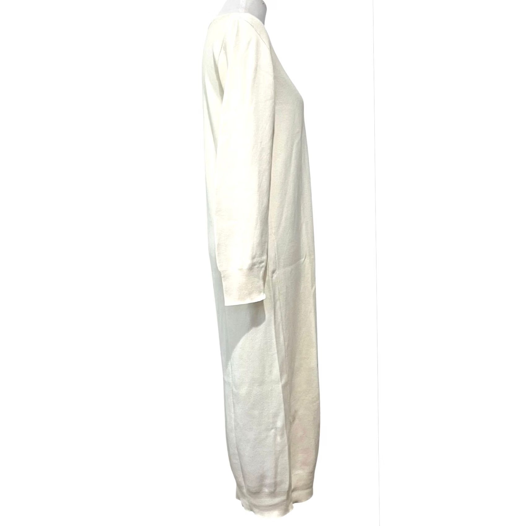 Vintage VINTAGE Joan Vass Sweater Dress Maxi Cotton Knit Ivory Cream Long Sleeve Sz 8-10 (1) Size M / US 6-8 / IT 42-44 - 6 Thumbnail