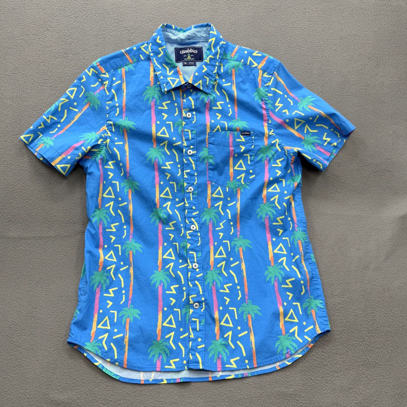 Chubbies Chubbies Shirt Mens M Blue Palm Tree Tropical Short Sleeve Button Up Size US M / EU 48-50 / 2 - 2 Thumbnail