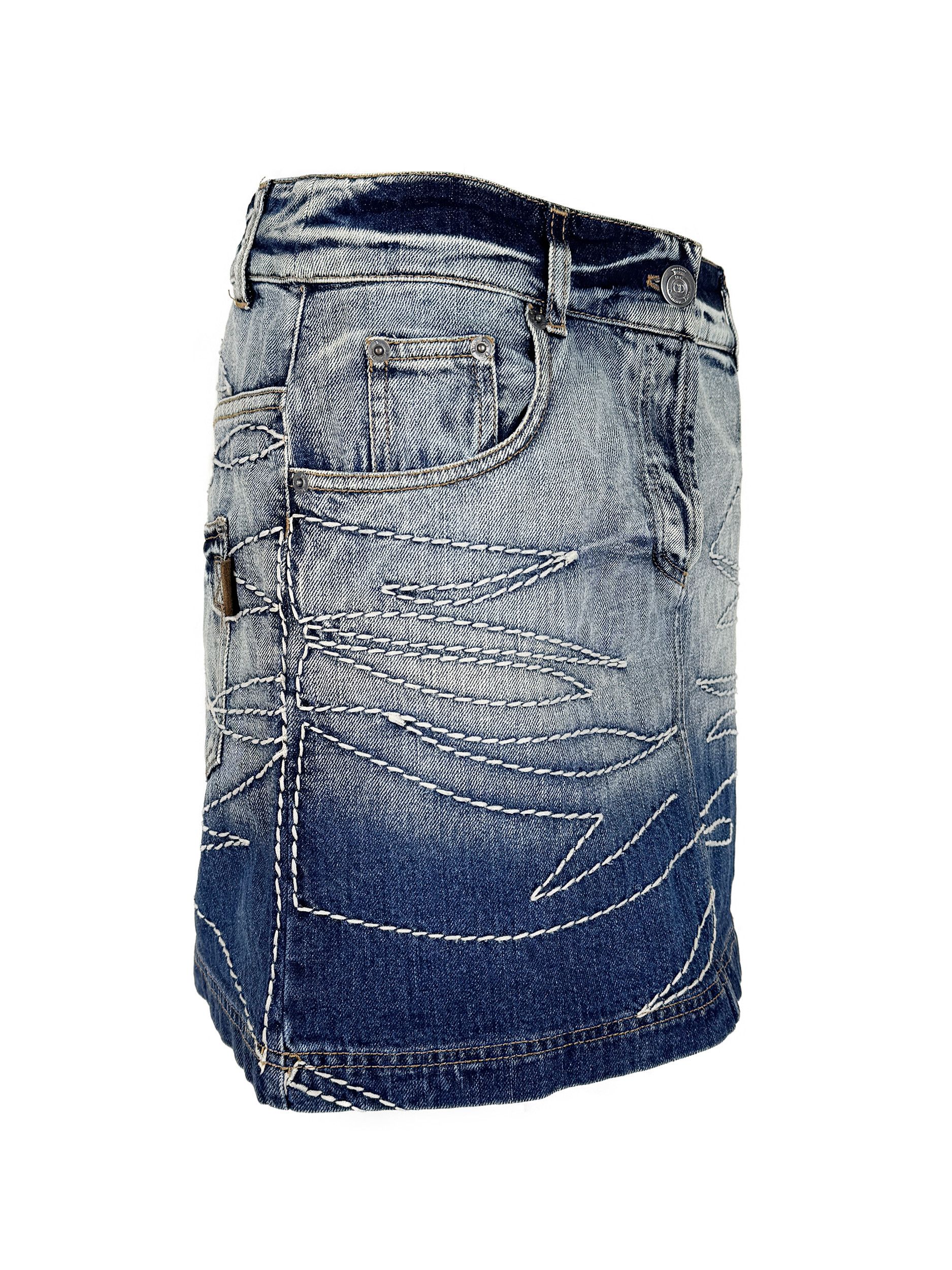 Dior Vintage Christian Dior Mini Denim Skirt 2006 John Galliano Size 27" / US 4 / IT 40 - 8 Thumbnail