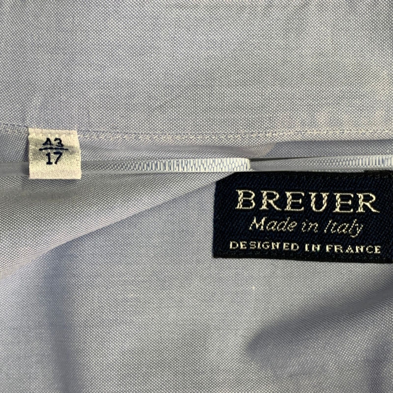 Breuer BREUER Size L Blue Cotton One Pocket Long Sleeve Shirt Size US L / EU 52-54 / 3 - 4 Thumbnail