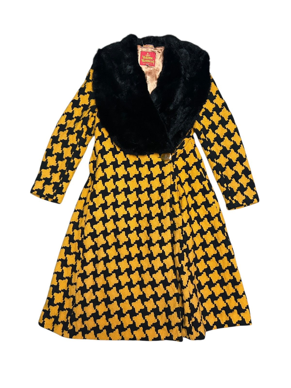 Vivienne Westwood F/W 89 Houndstooth Coat with Fur Collar Size M / US 6-8 / IT 42-44 - 1 Thumbnail