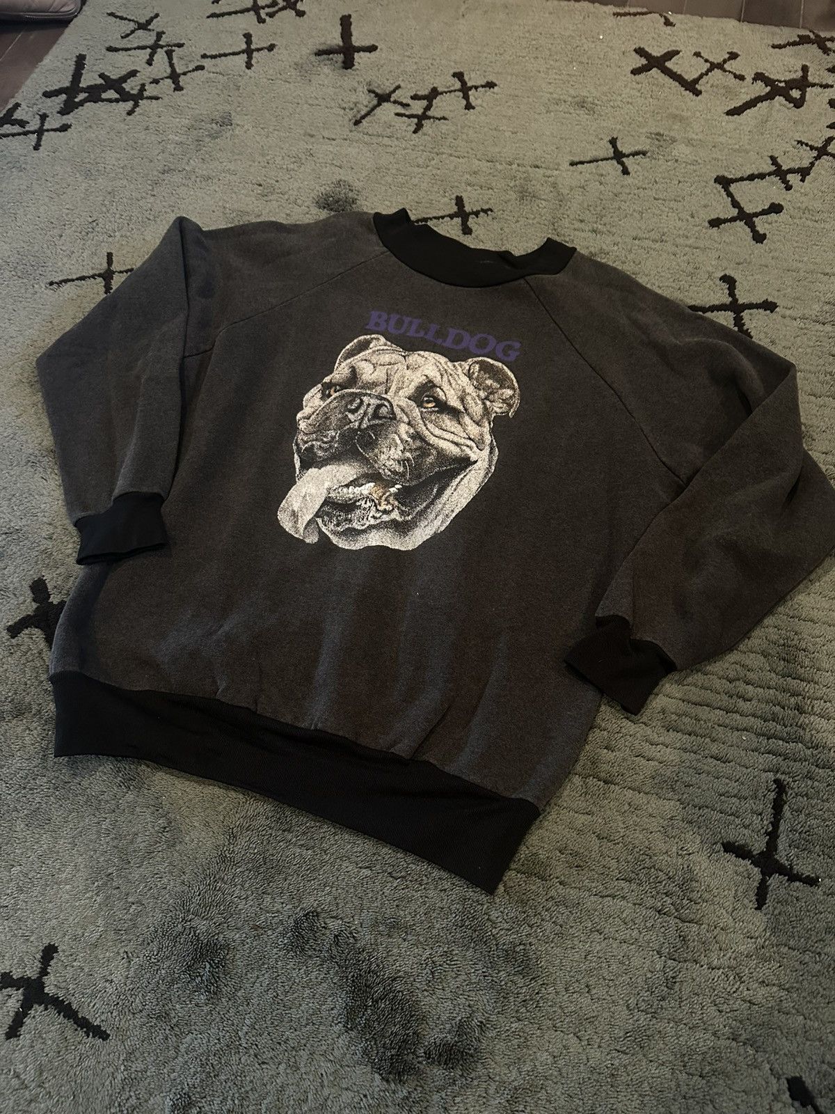 Vintage 80’s Rare Vintage Bulldog Illustration Print Sweatshirt Size US M / EU 48-50 / 2 - 4 Thumbnail