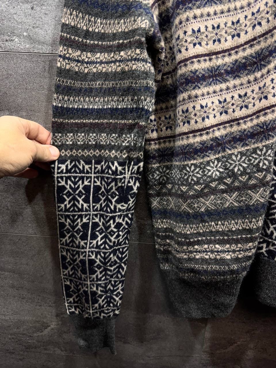 Allsaints AllSaints Mens Vallo Fair Isle Cardigan Wool Sweater Size L Size US L / EU 52-54 / 3 - 7 Thumbnail