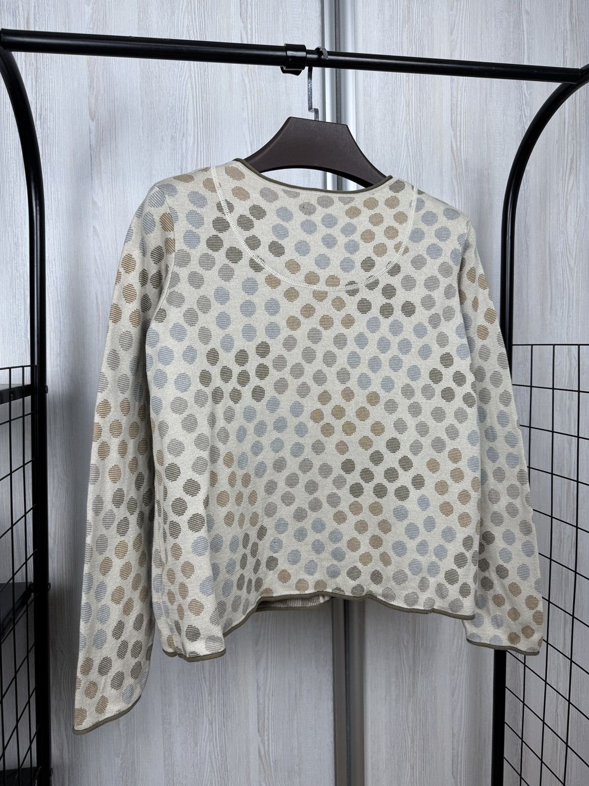 Gudrun Sjoden Gudrun Sjoden Beige Quirky Polka-Dot cotton Cardigan Sweater Size L / US 10 / IT 46 - 7 Thumbnail
