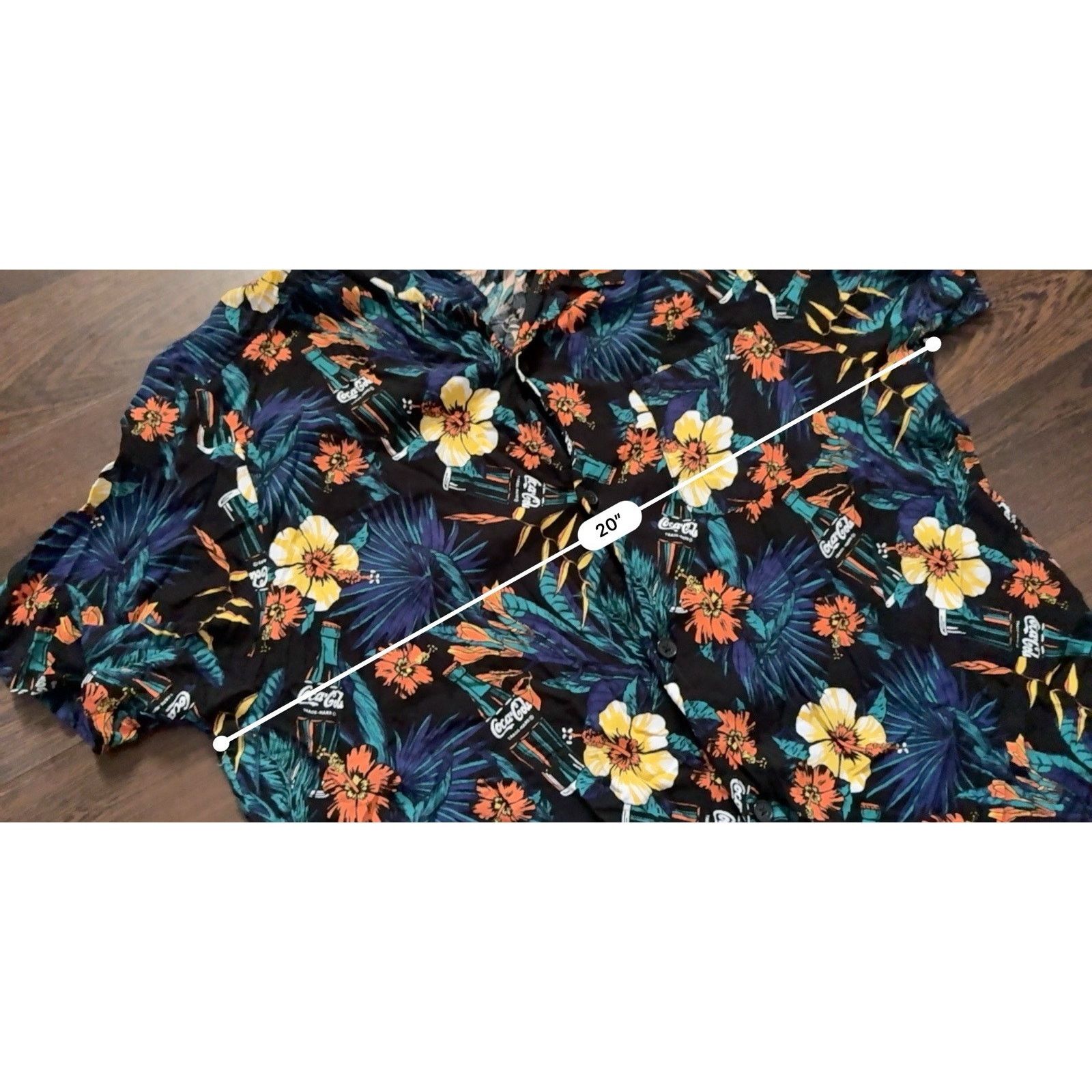 Coca Cola Coca-Cola Mens Tropical Short Sleeve Floral Button Shirt SzL Size US L / EU 52-54 / 3 - 6 Thumbnail