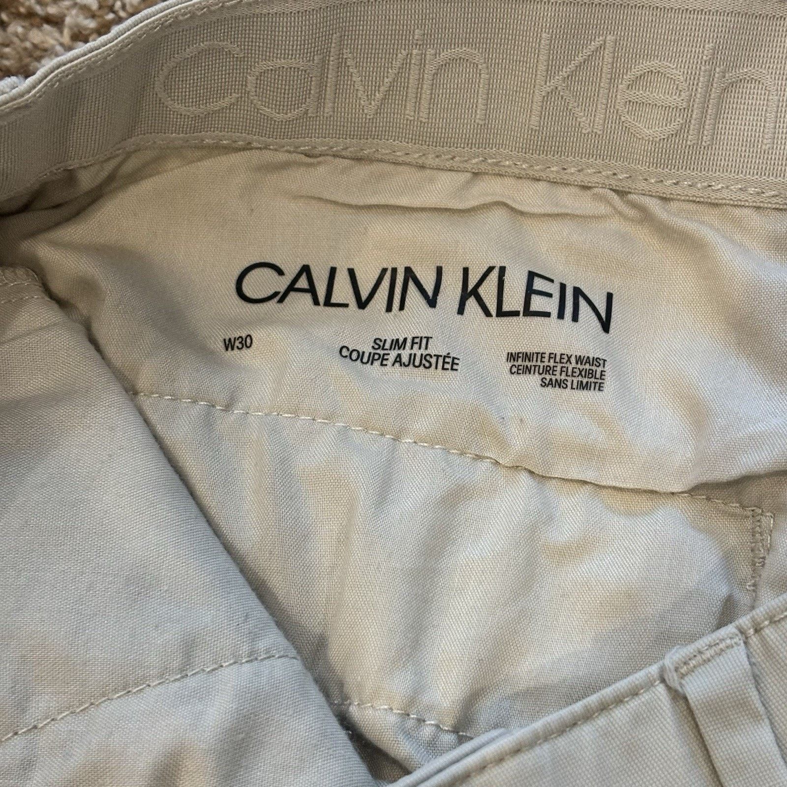 Calvin Klein Calvin Klein Flat Front Khaki Short Mens 30x9 Cotton Stretch Size US 30 / EU 46 - 3 Thumbnail