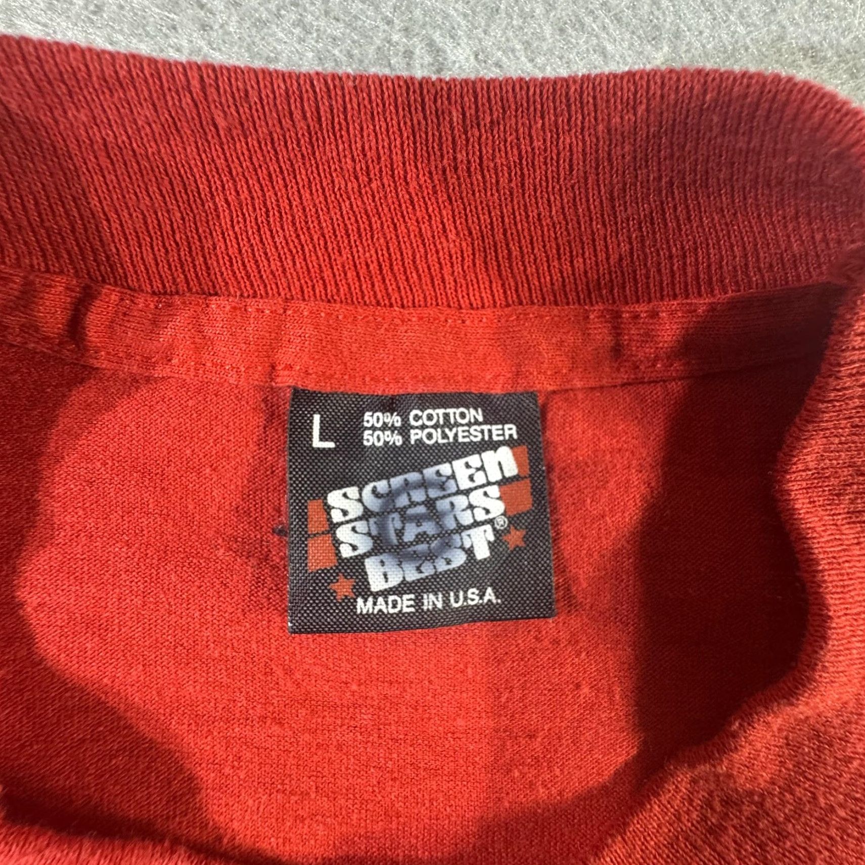 Vintage VINTAGE Screen Stars Best Shirt Mens Large Red Crew Neck Short Sleeve Cotton Polyester 50/50 Single Stitch 80s 90s Tee Made in USA Mens Size US L / EU 52-54 / 3 - 5 Thumbnail