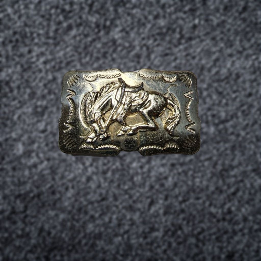 Vintage VINTAGE 1980s Western Belt Buckle Nickel Silver Horse Cowboy Unisex Size ONE SIZE - 1 Thumbnail