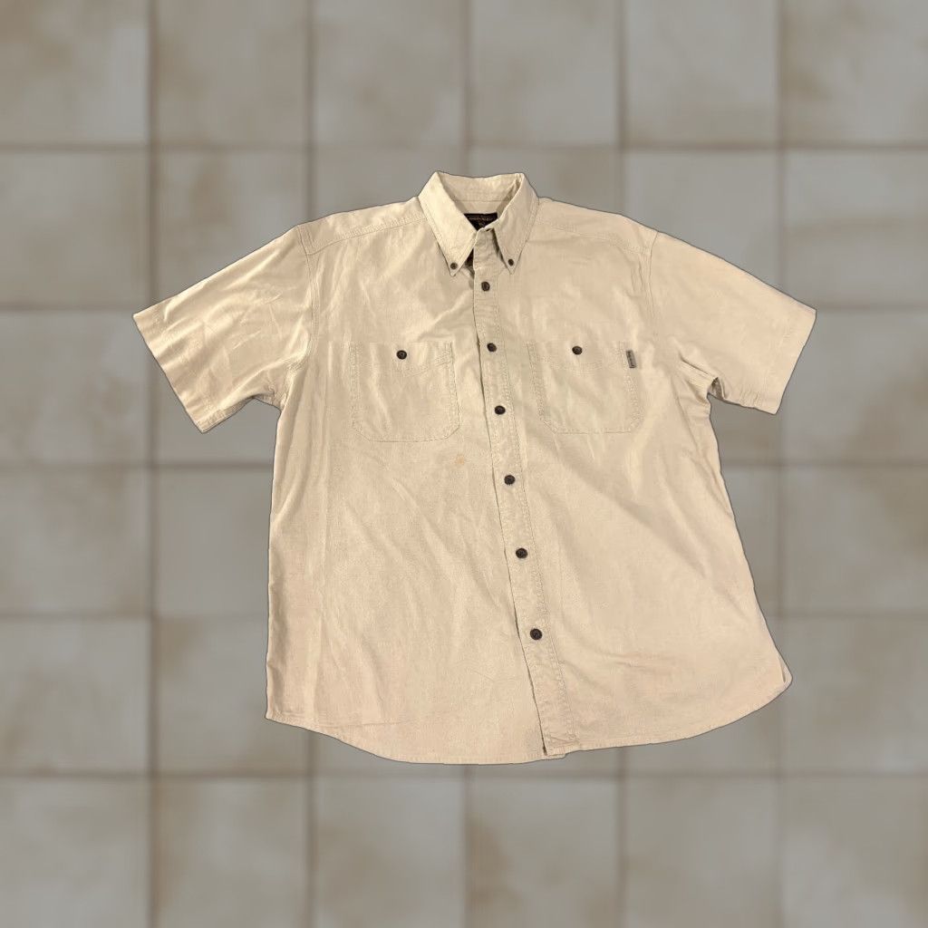 Vintage Woolrich Button-Up Shirt Mens XL Tan Beige Short Sleeve Outdoor Workwear Vintage Size US XL / EU 56 / 4 - 1 Thumbnail