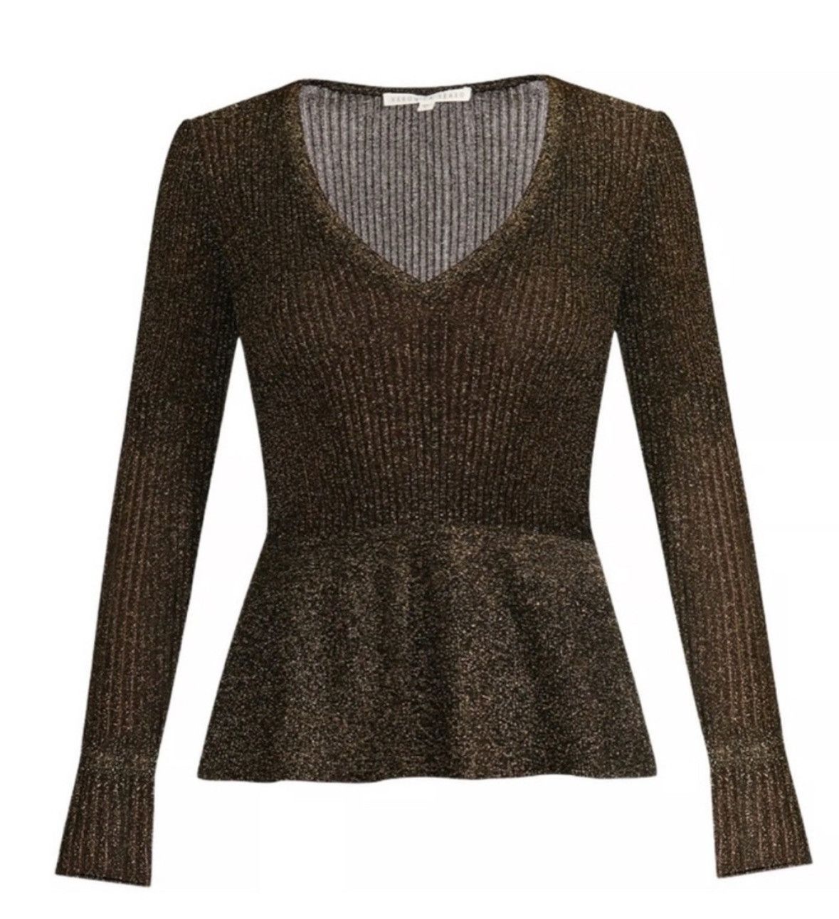 Veronica Beard Veronica Beard Esmeralda Metallic V-Neck Top/ SMALL Size S / US 4 / IT 40 - 1 Thumbnail