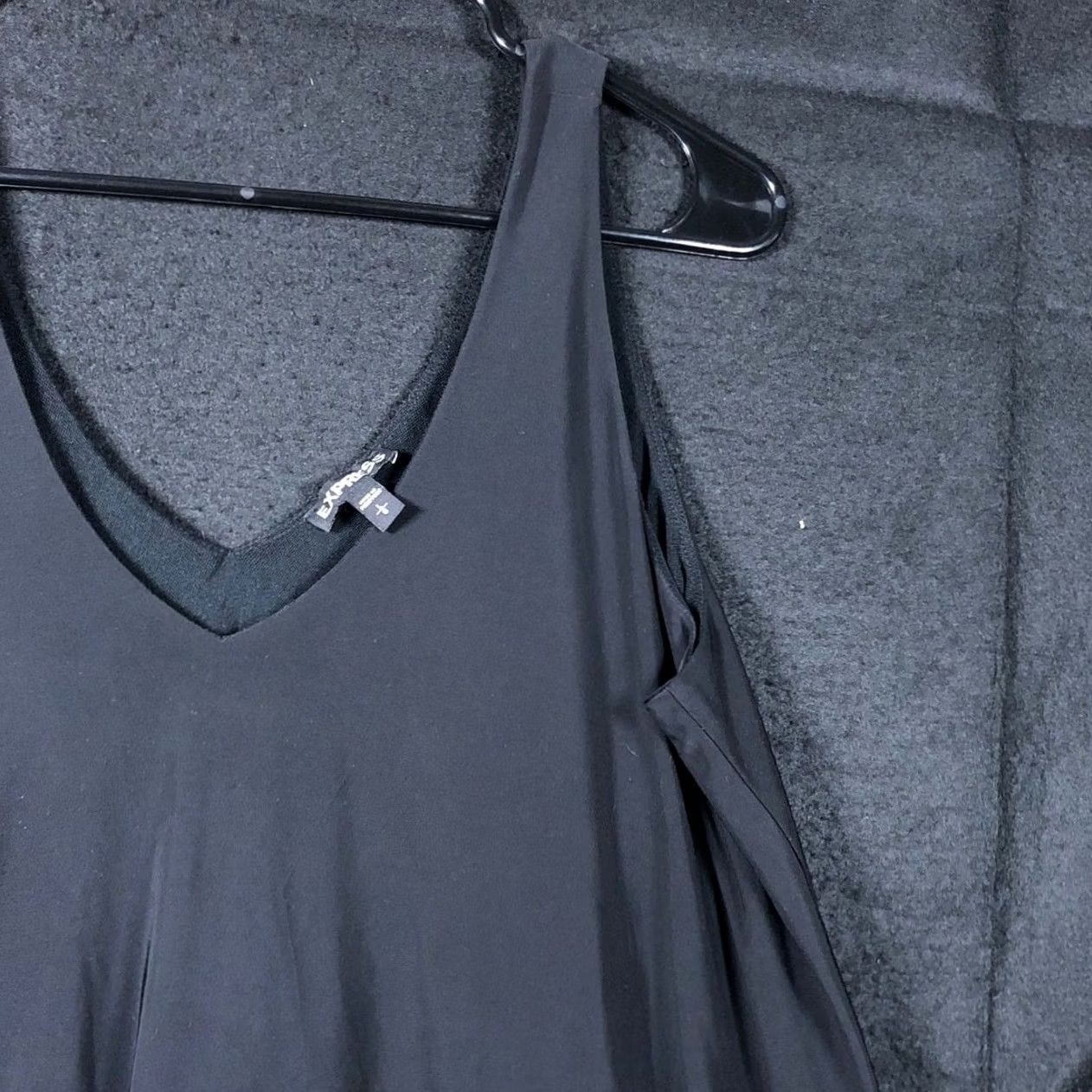 Express Express Womens Blouse Black Sleeveless Tank Layering Look V Neck Lined Stretch L Shirt Women’s Blouse Size L / US 10 / IT 46 - 5 Thumbnail